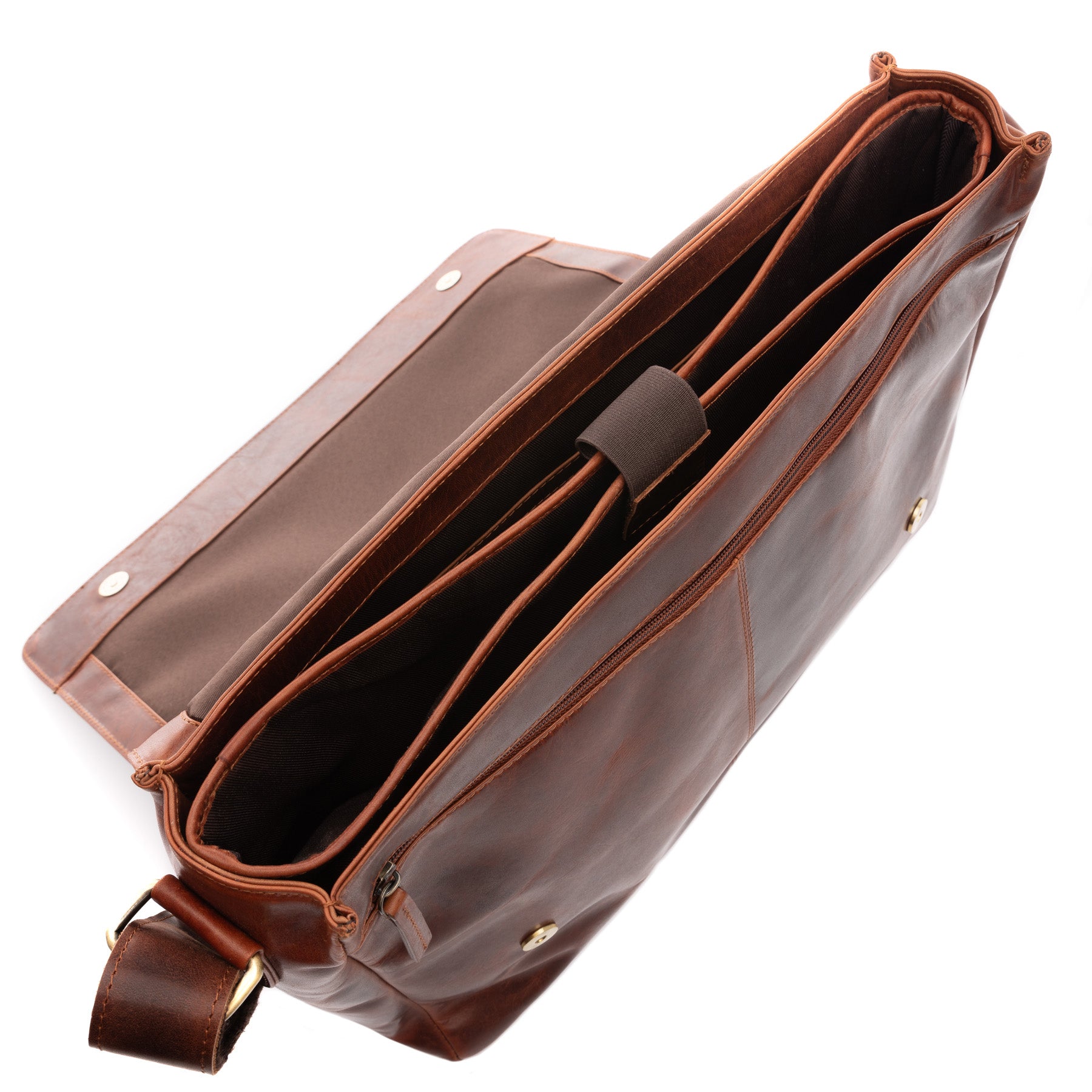 SID & VAIN Messenger Bag Leder SPENCER cognac-braun 45623