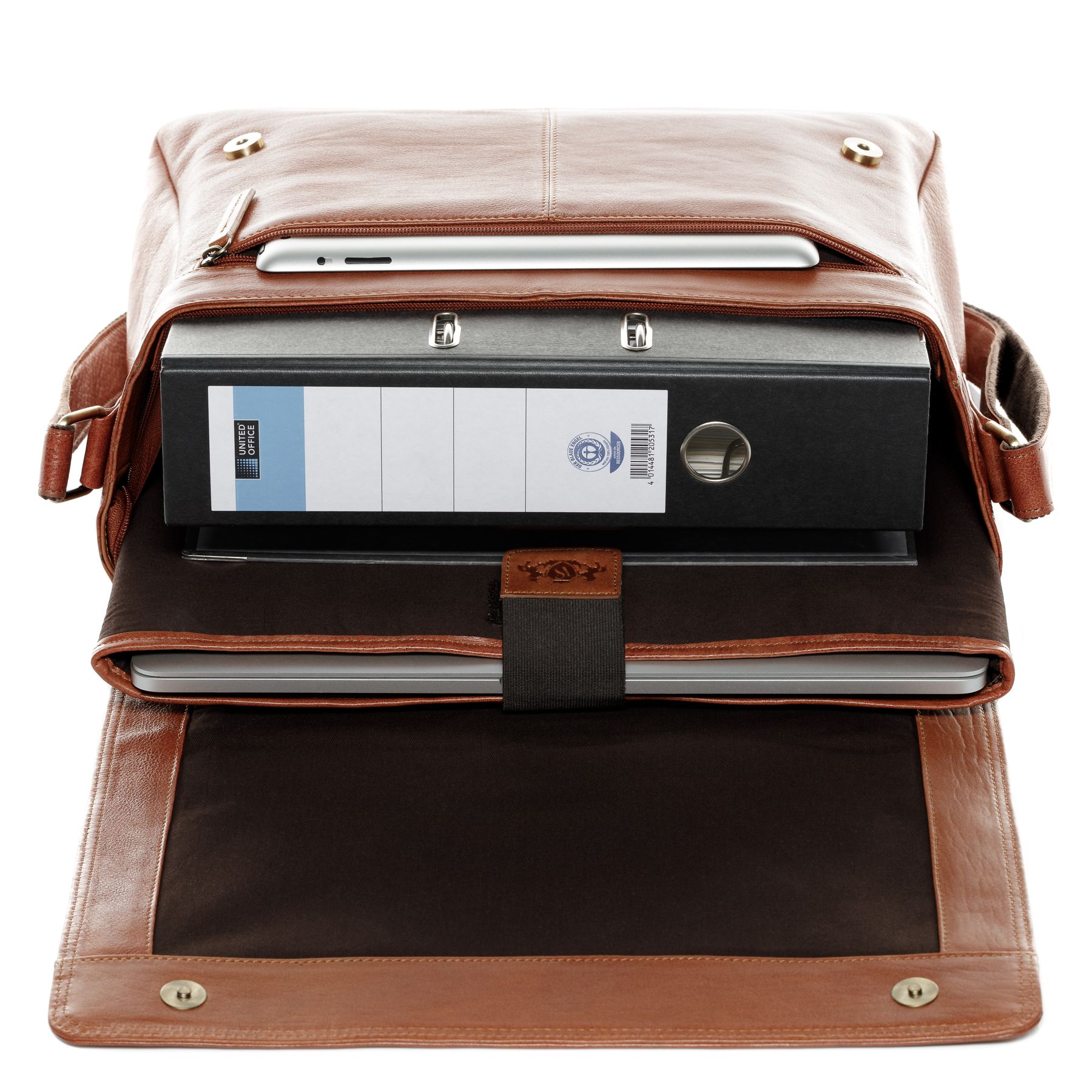 SID & VAIN Laptoptasche Leder Messenger Bag Leder SPENCER light-crunchy-tan 28091