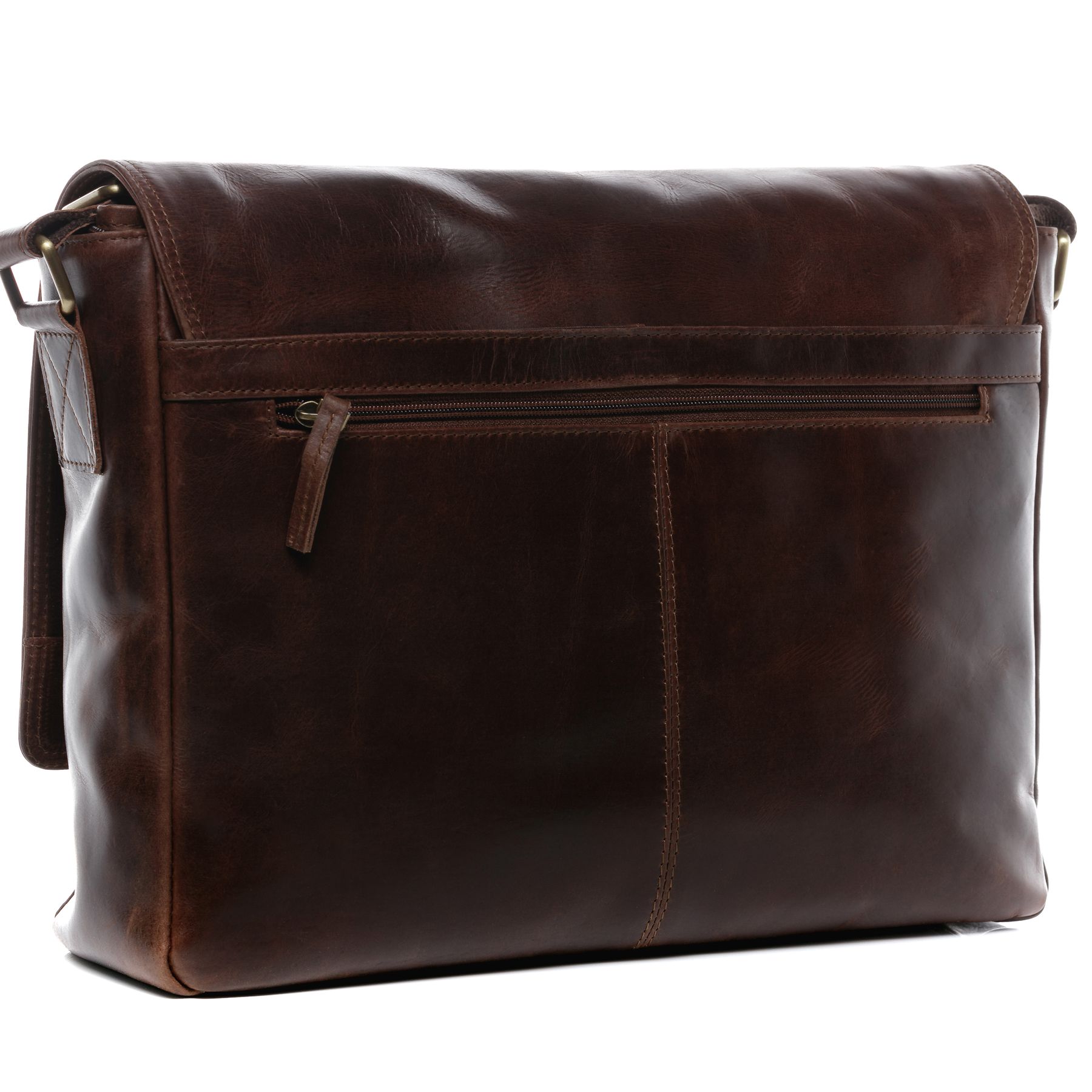 SID & VAIN Laptoptasche Leder Messenger Bag Leder SPENCER braun-cognac 16101