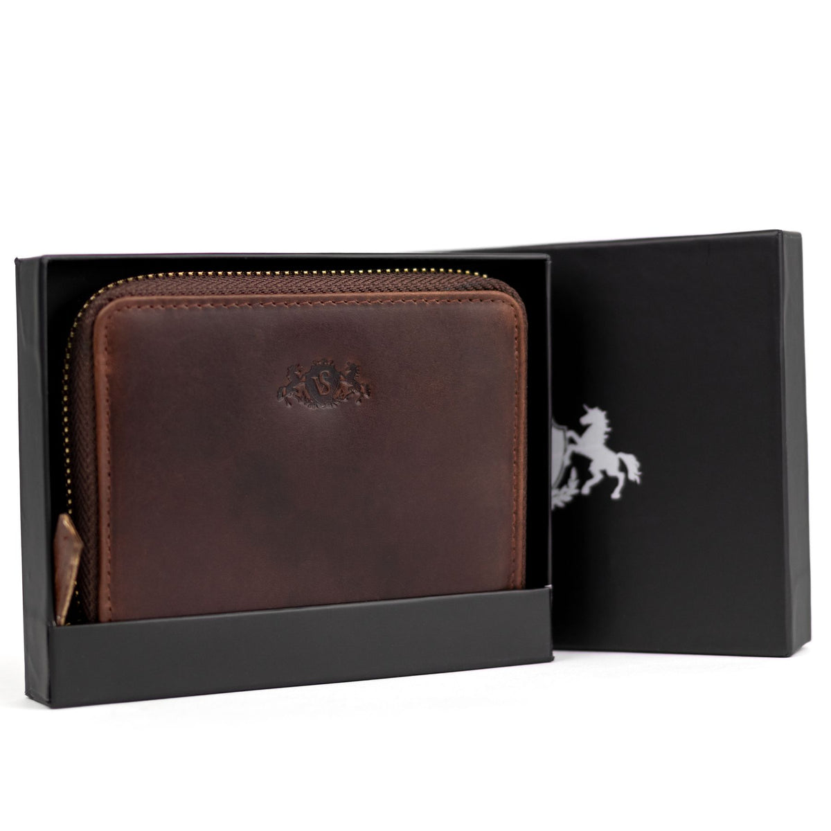 SID & VAIN Geldbeutel Zip Leder klein HANNAH braun-cognac 33393