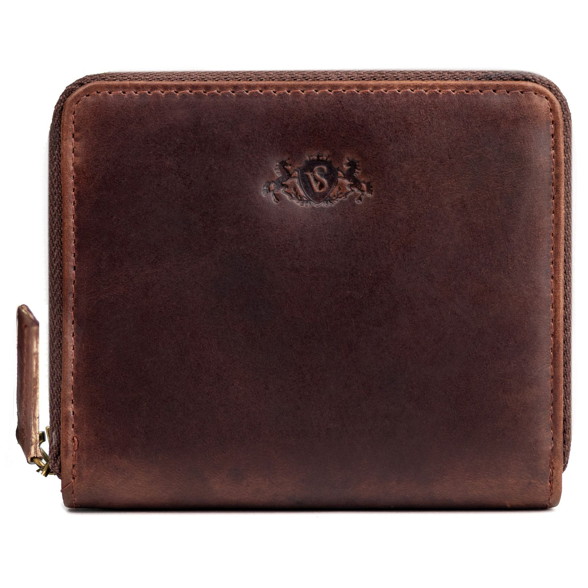 SID & VAIN Geldbeutel Zip Leder klein HANNAH braun-cognac 33391