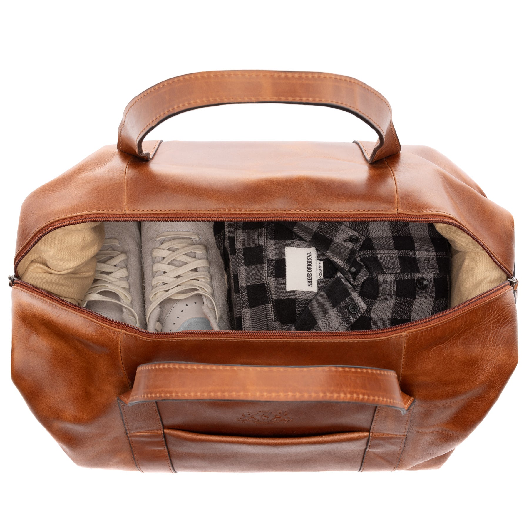 SID & VAIN Reisetasche Leder AUBURN braun Weekender 45674