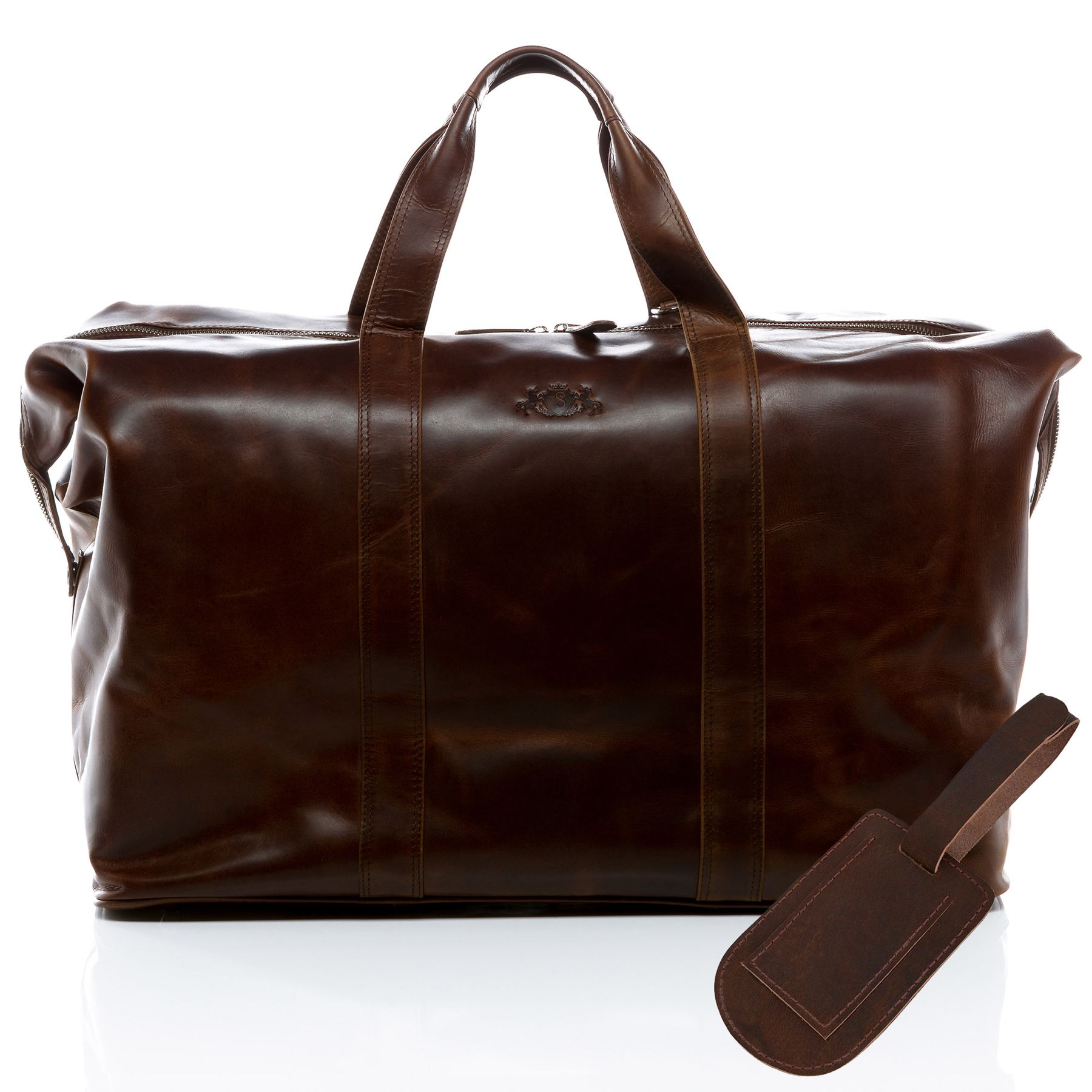 SID & VAIN Reisetasche Leder mit Hangtag XXL CHESTER braun-cognac 15980