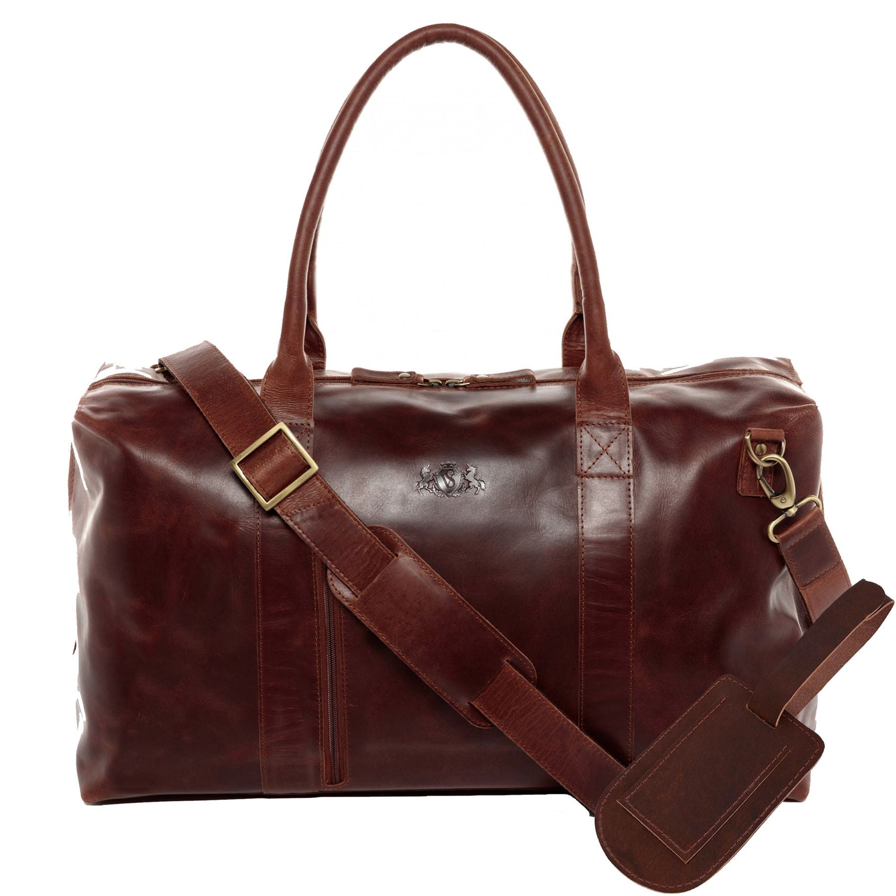 SID & VAIN Reisetasche Leder mit Hangtag YALE ZIP braun-cognac 15972