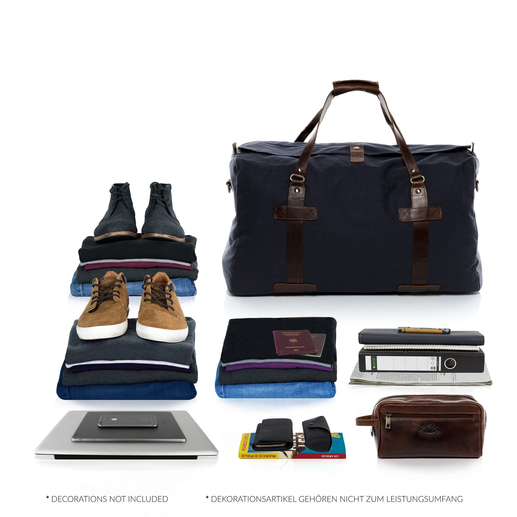 SID & VAIN Reisetasche groß Leder XXL CHASE blue-brown 15190