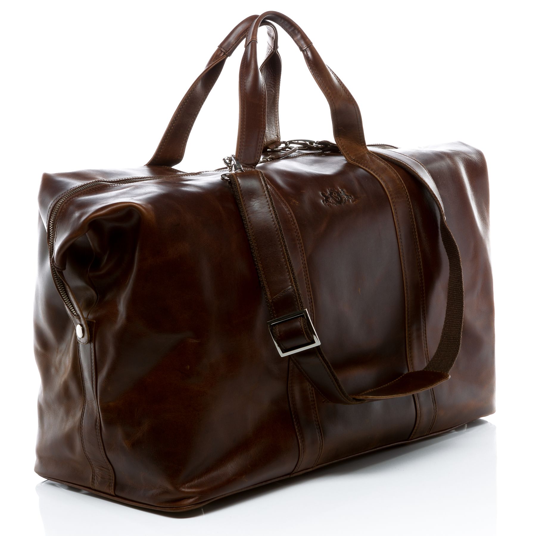 SID & VAIN Reisetasche Leder mit Hangtag XXL CHESTER braun-cognac 15747
