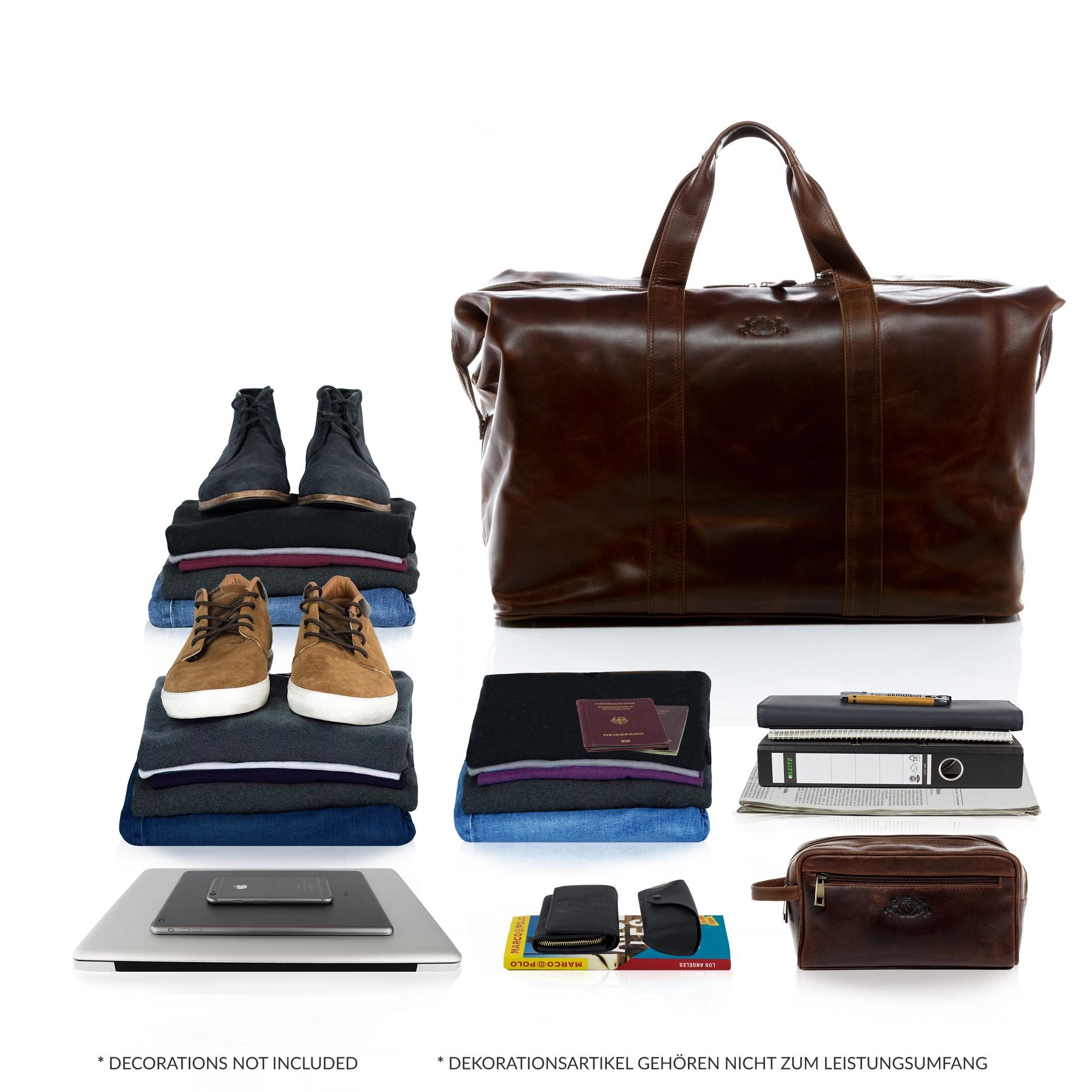 SID & VAIN Reisetasche Leder mit Hangtag XXL CHESTER braun-cognac 15750