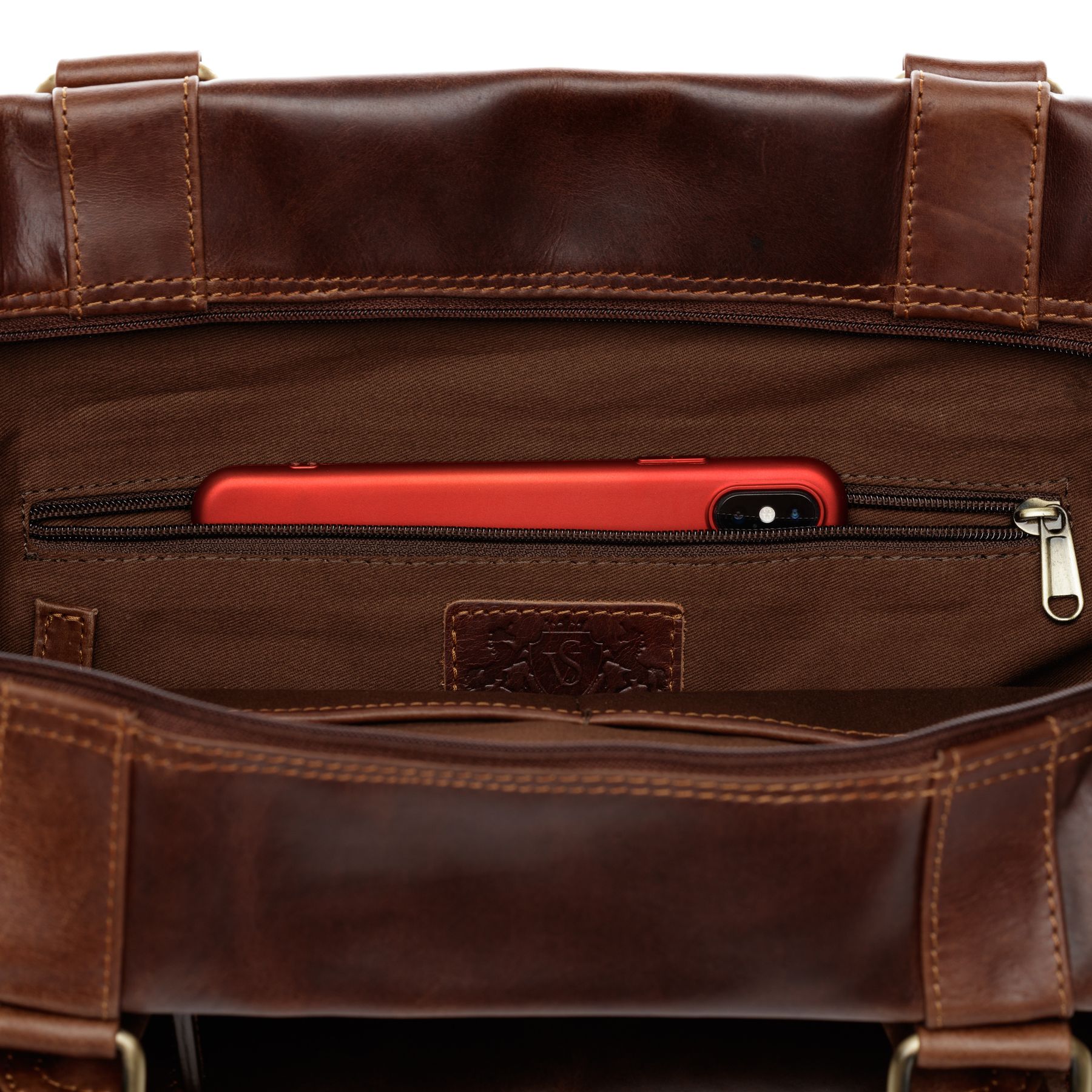 SID & VAIN Reisetasche groß Leder XL ZANE braun-cognac 21115