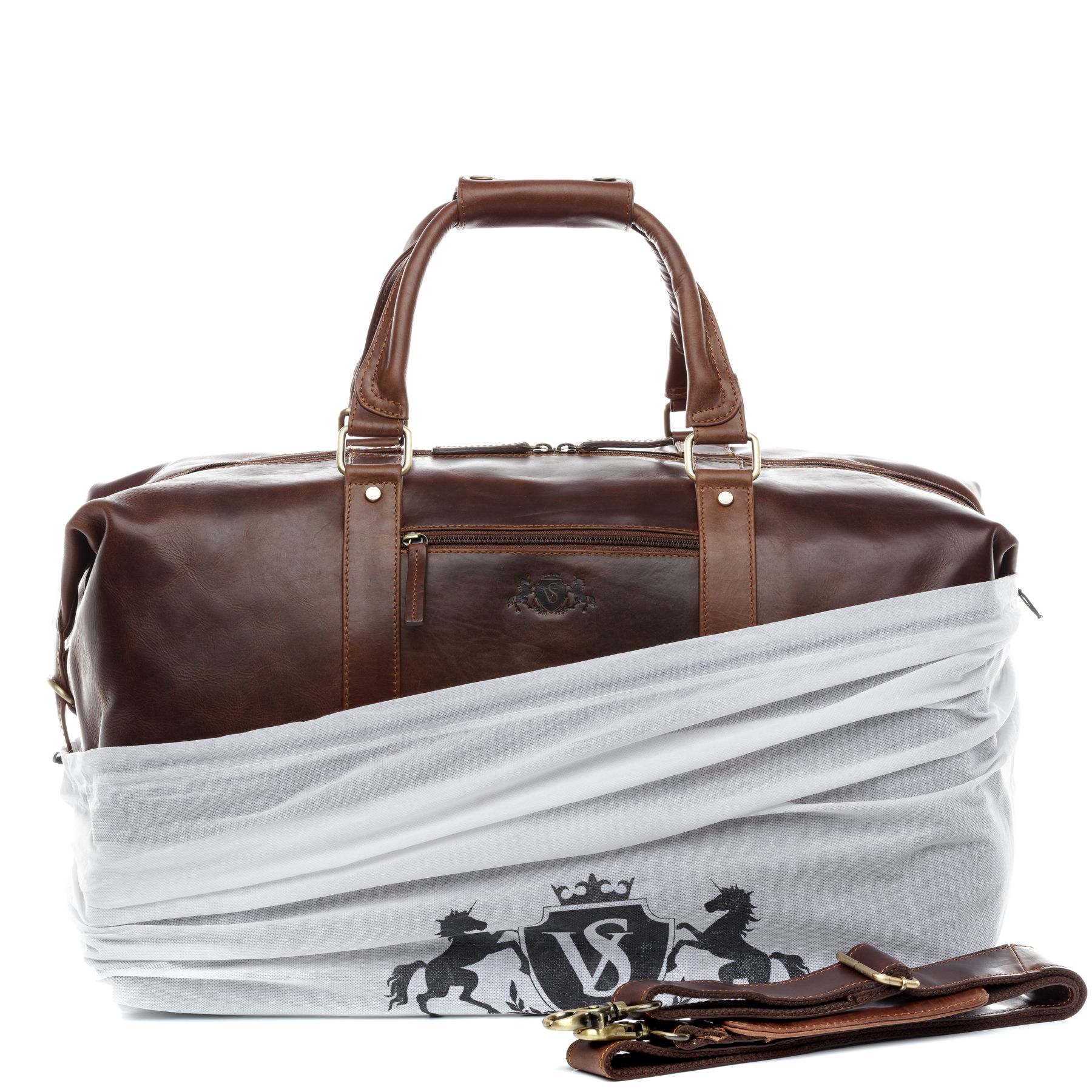 SID & VAIN Reisetasche groß Leder XL ZANE braun-cognac 21120