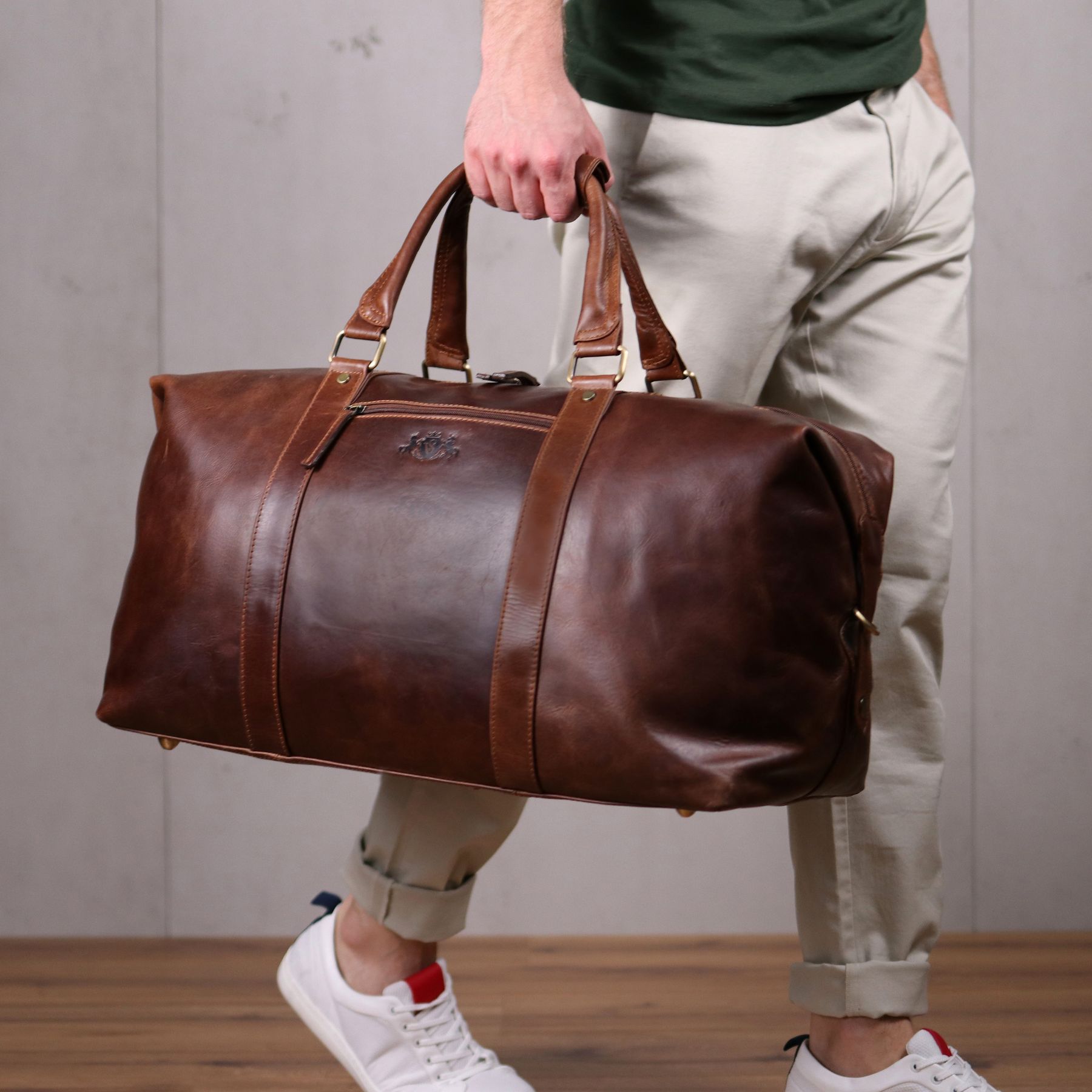 SID & VAIN XL travel bag leather ZANE brown sports bag