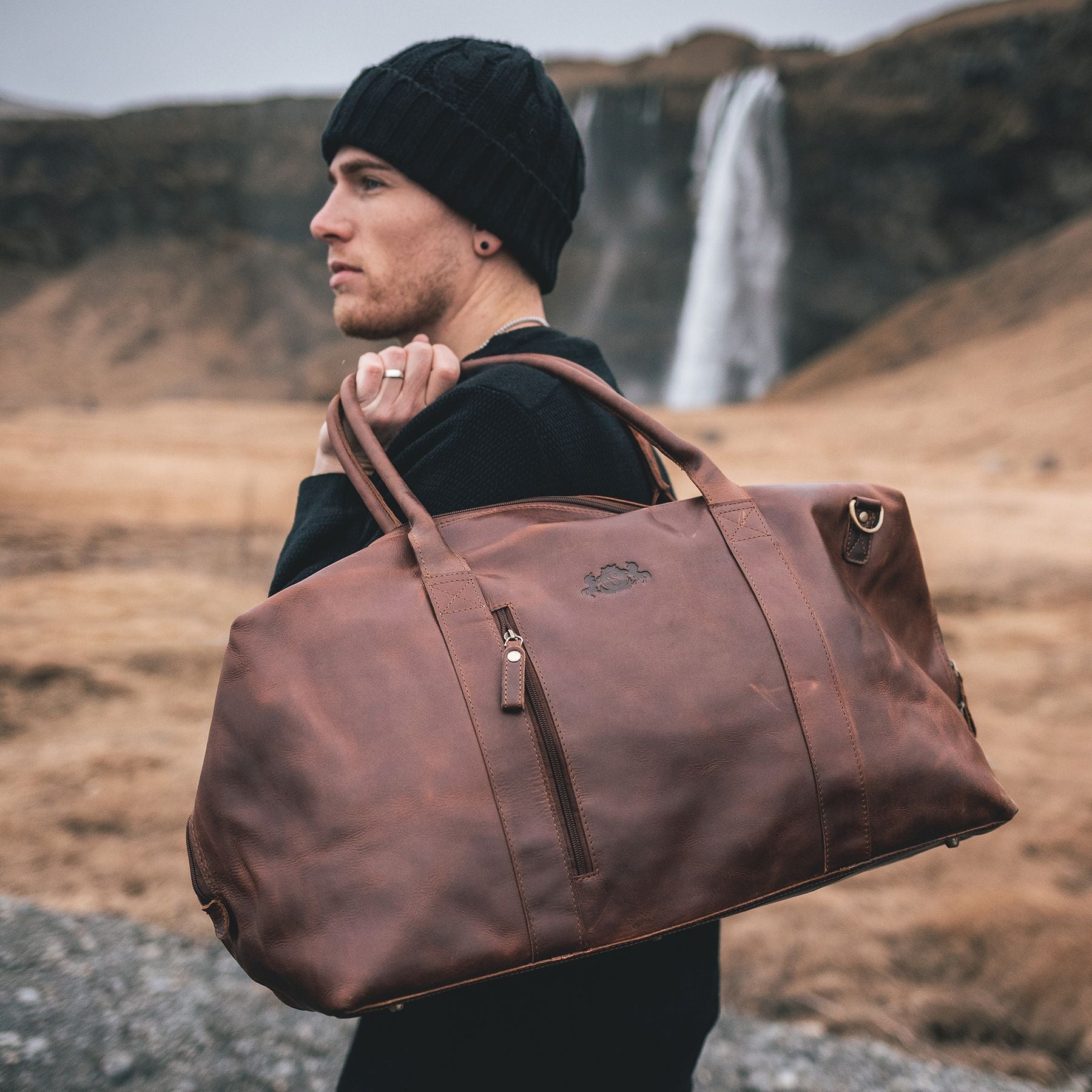 SID & VAIN travel bag leather YALE ZIP brown Weekender