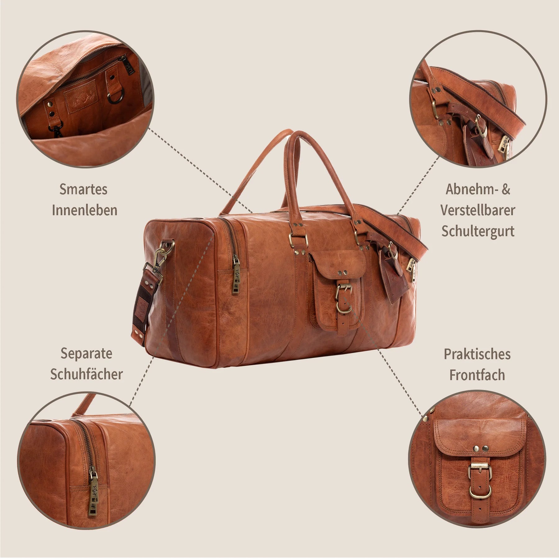 Reisetasche Leder braun LANDON Sporttasche