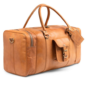SID & VAIN Reisetasche echt Leder Sporttasche Handgepäck Damen Herren Weekender hellbraun LANDON gross 50584