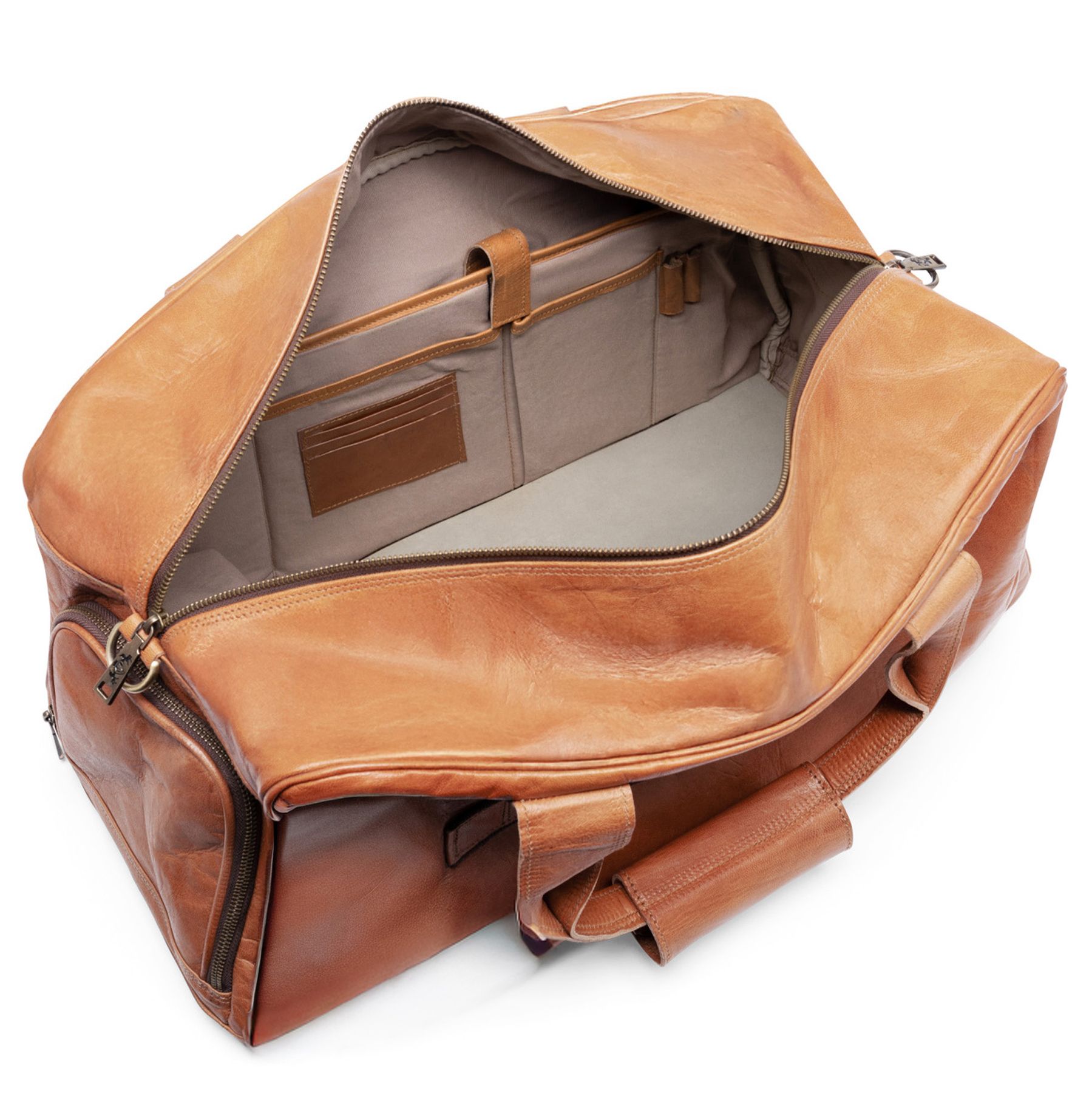 Travel bag leather light brown HENRY Weekender