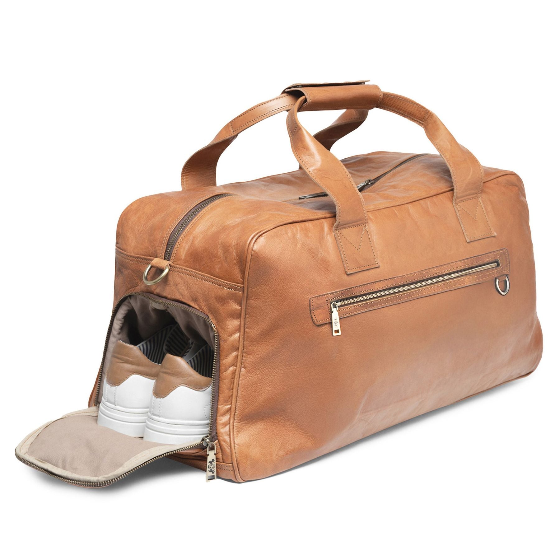 Travel bag leather light brown HENRY Weekender