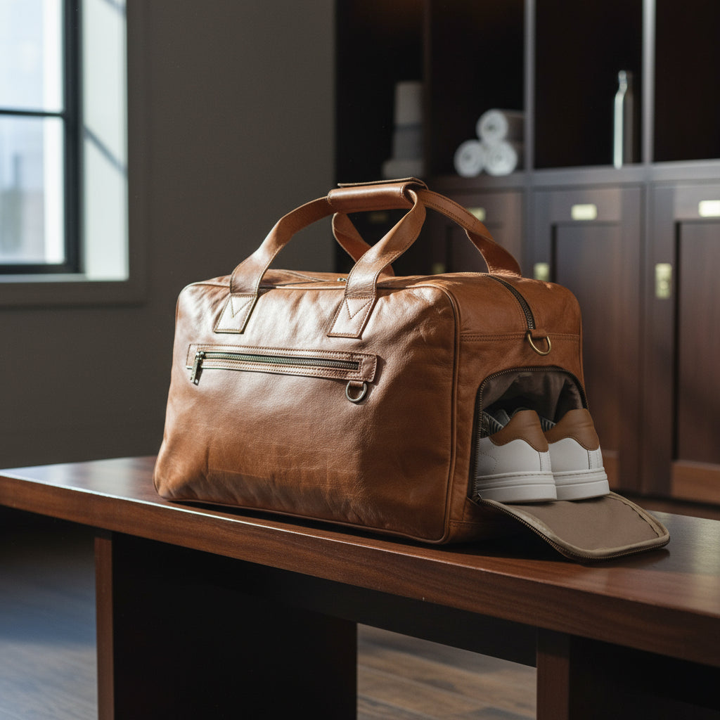 SID & VAIN Reisetasche mit Schuhfach echt Leder Weekender Handgepäck Sporttasche hellbraun BERLIN gross