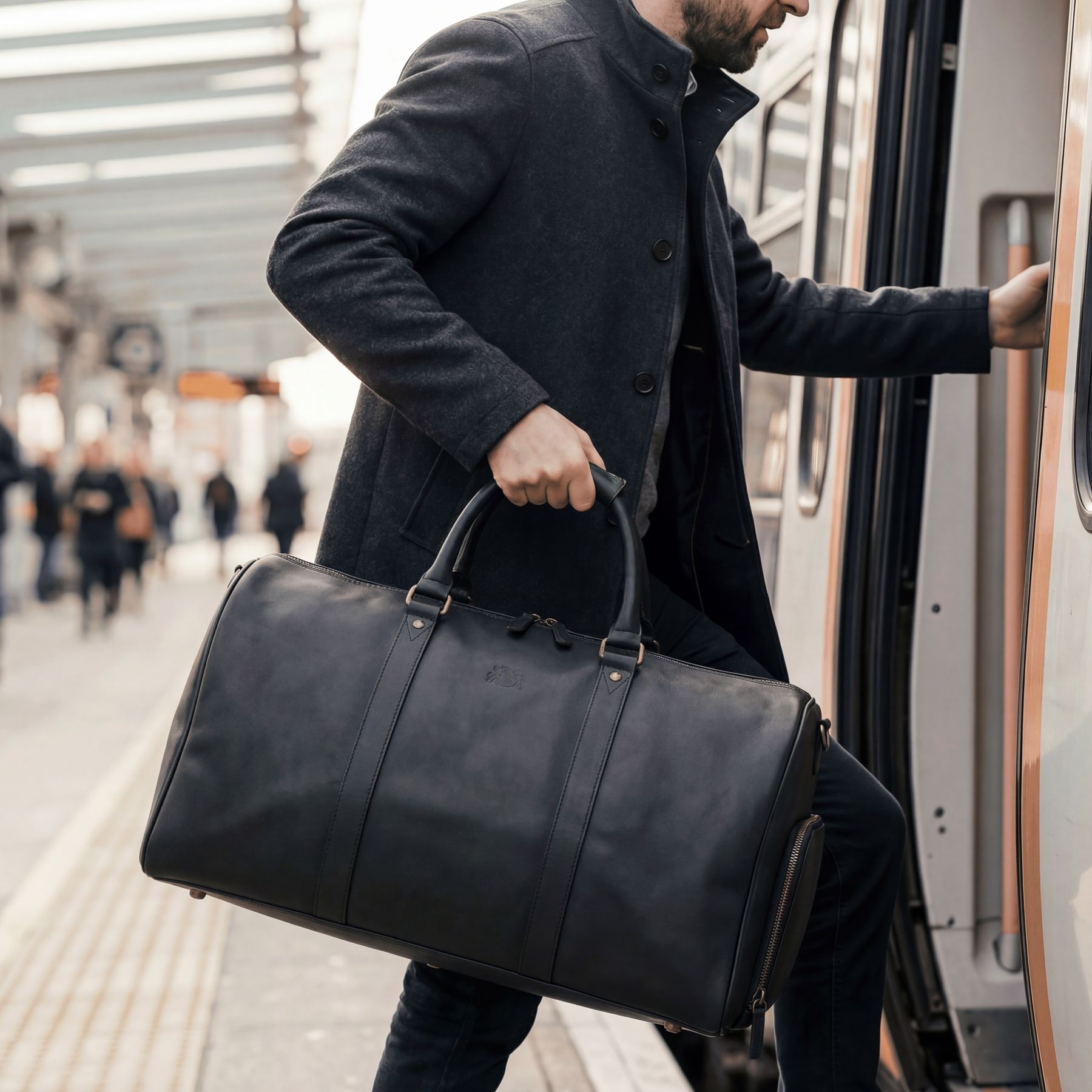 SID & VAIN Leather Travel Bag HANK Brown Weekender