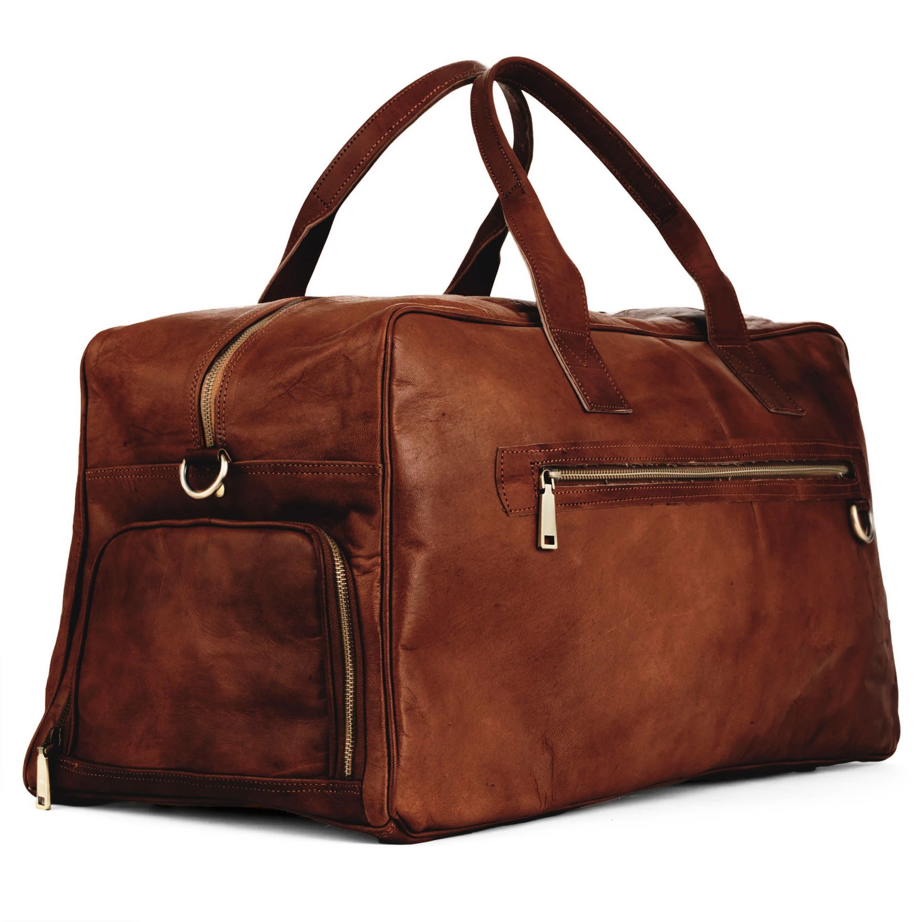 SID & VAIN Reisetasche Leder HENRY braun Weekender Schuh-Fach 3