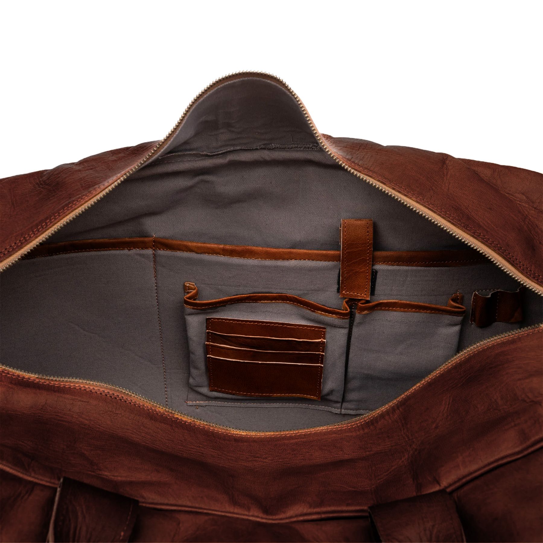 SID & VAIN Reisetasche Leder HENRY braun Weekender Schuh-Fach 4