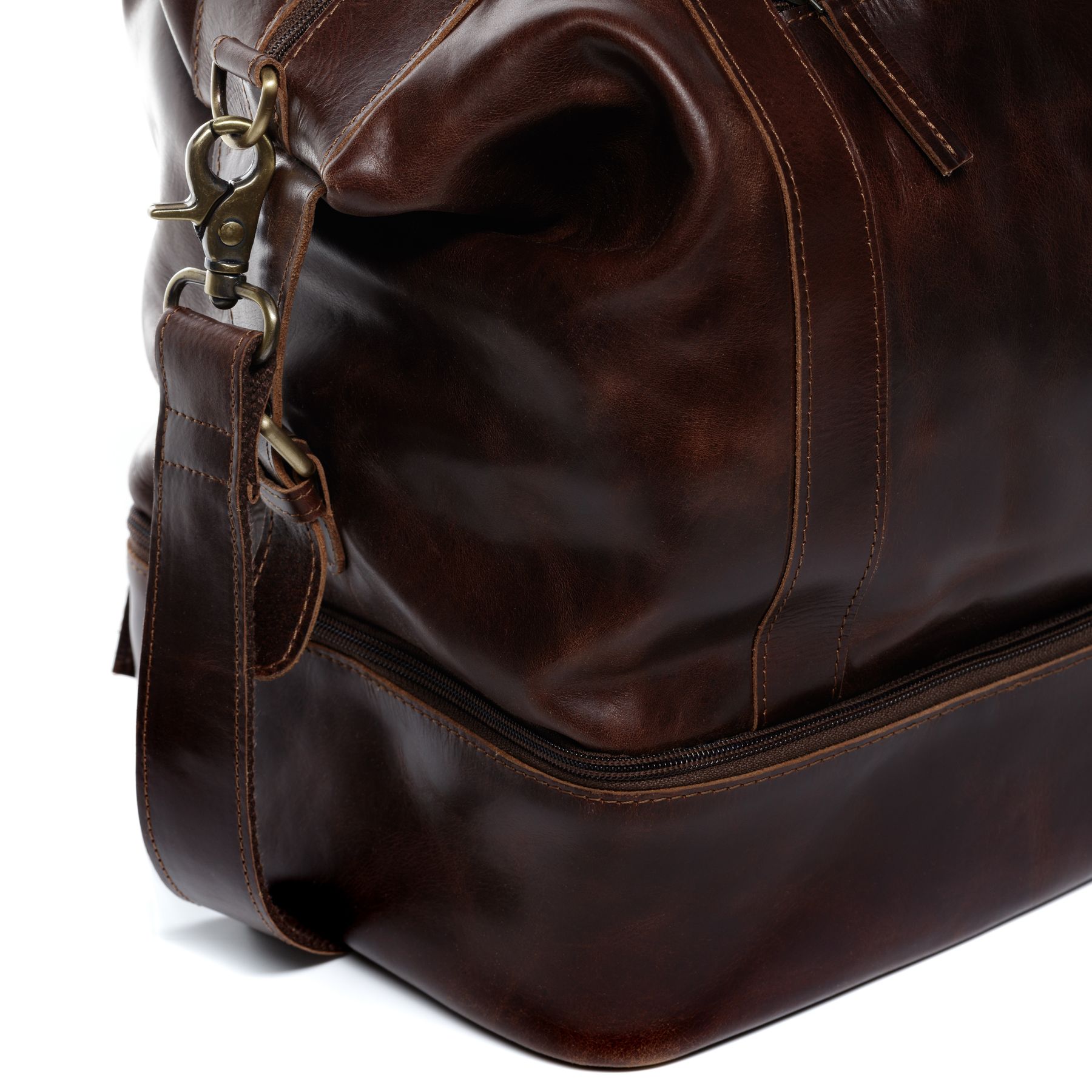 SID & VAIN Reisetasche Leder mit Schuhfach XL KINGSTON braun-cognac 16198