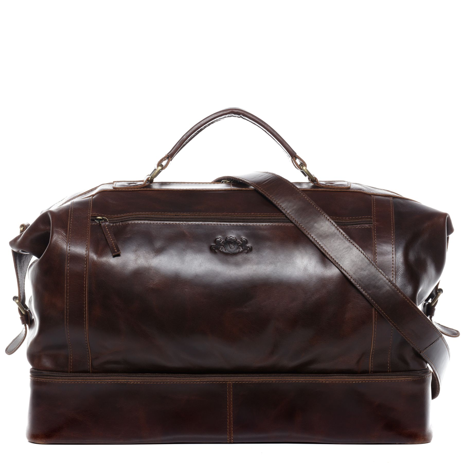 SID & VAIN Reisetasche Leder mit Schuhfach XL KINGSTON braun-cognac 16201