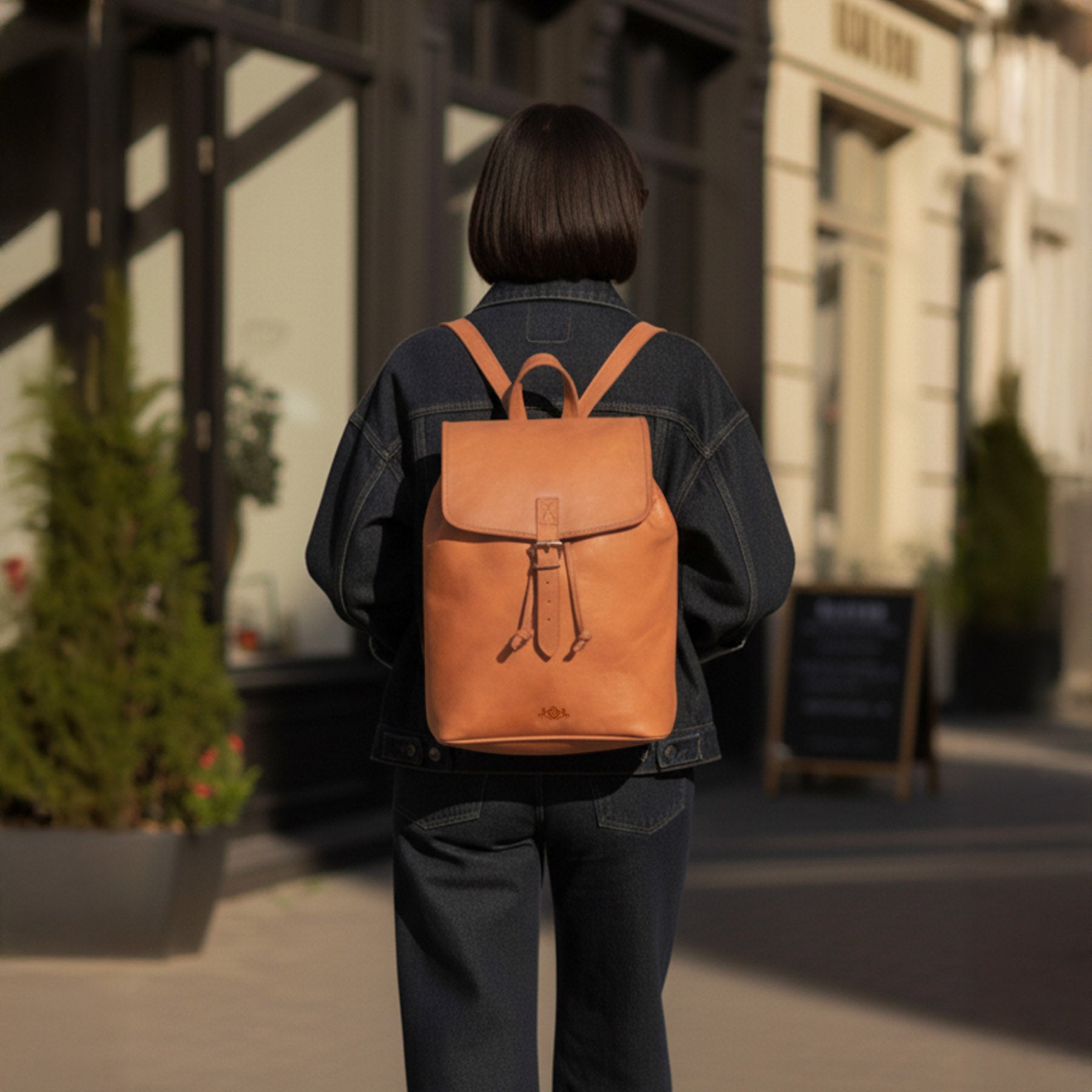 Backpack leather brown 15" RAY