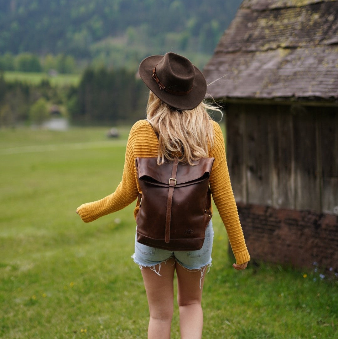 SID & VAIN Rucksack Leder JAY dark-brown 21805