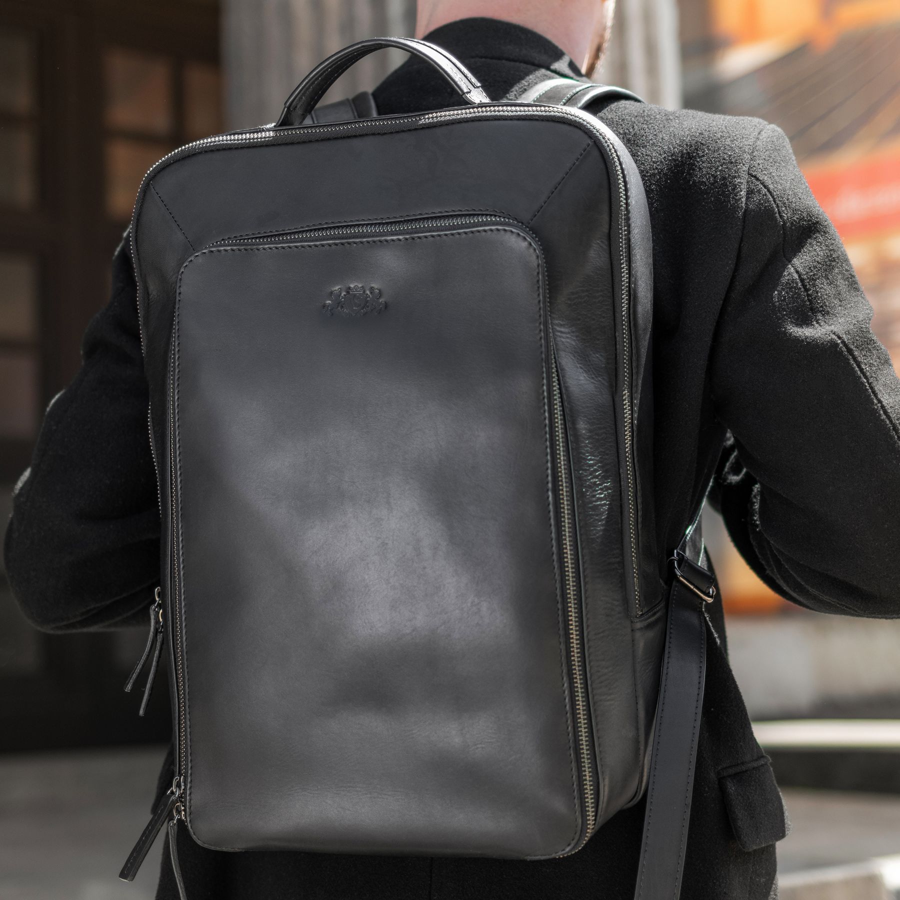 SID & VAIN XL backpack leather DYLAN black bicycle backpack