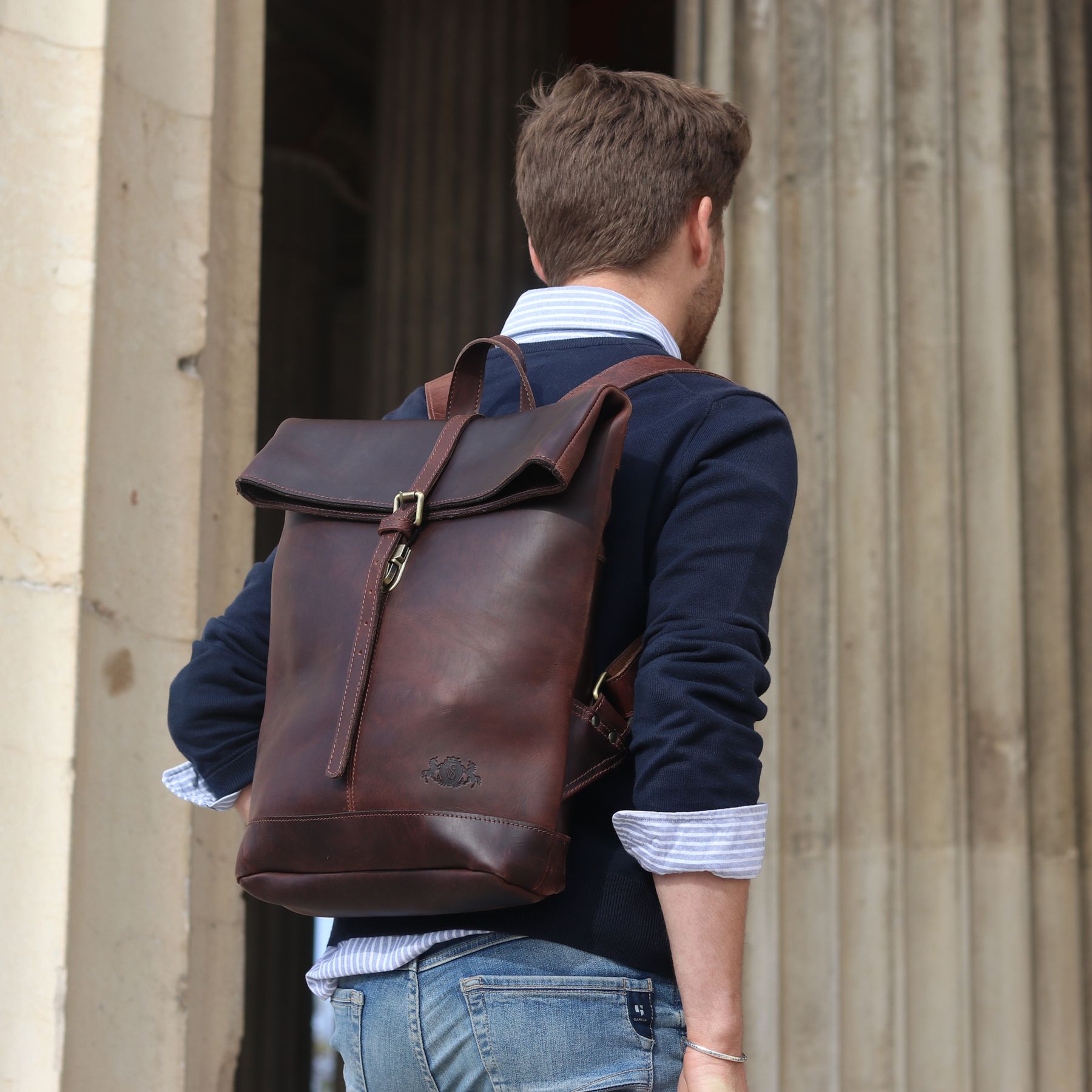SID & VAIN Rucksack Leder JAY dark-brown 28909