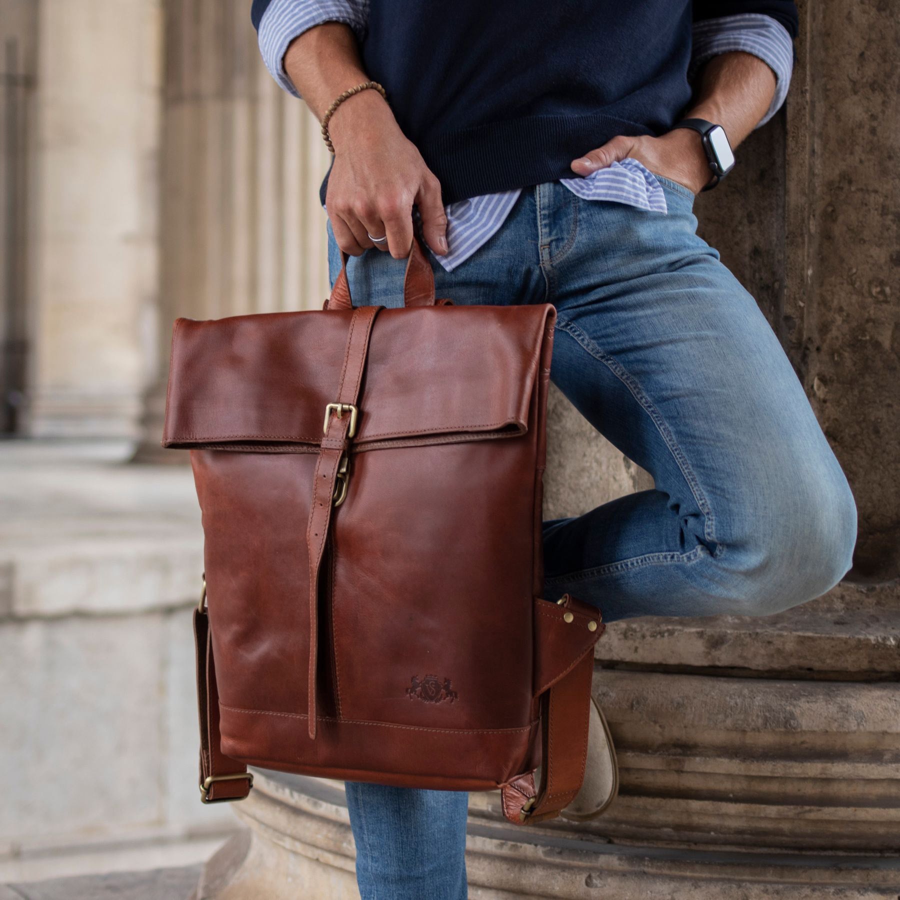 SID & VAIN Rucksack Leder JAY chestnut 34703