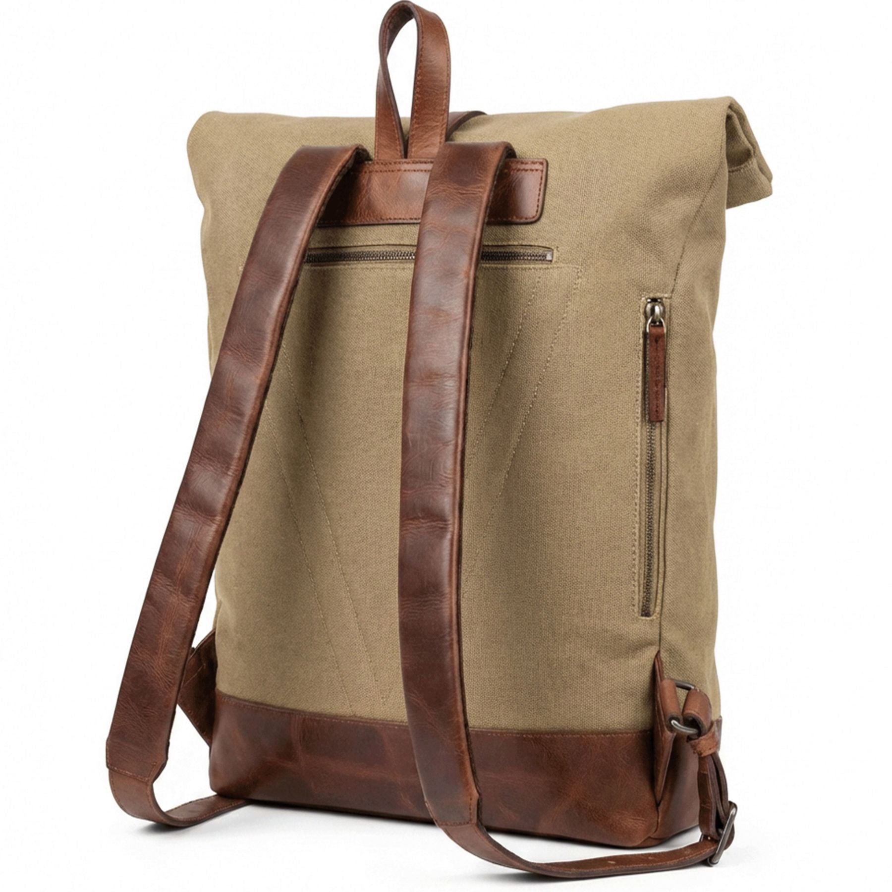 6494-SID & VAIN backpack-rolltop - L - H-93 - TATUM Nature-brown CANVAS-PULL-UP-feature