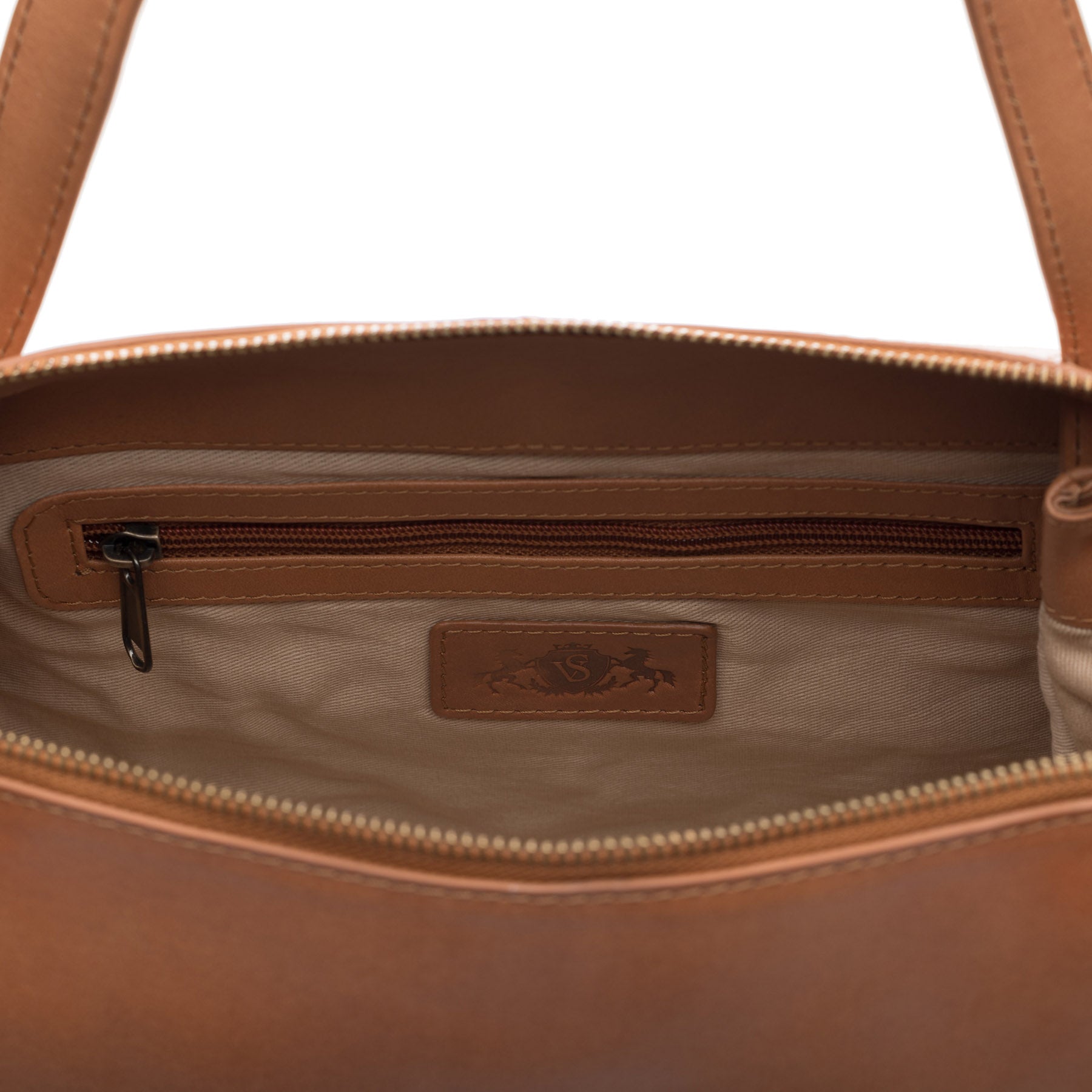 SID & VAIN Handtasche Leder ATLANTA hellbraun schwarz 38909