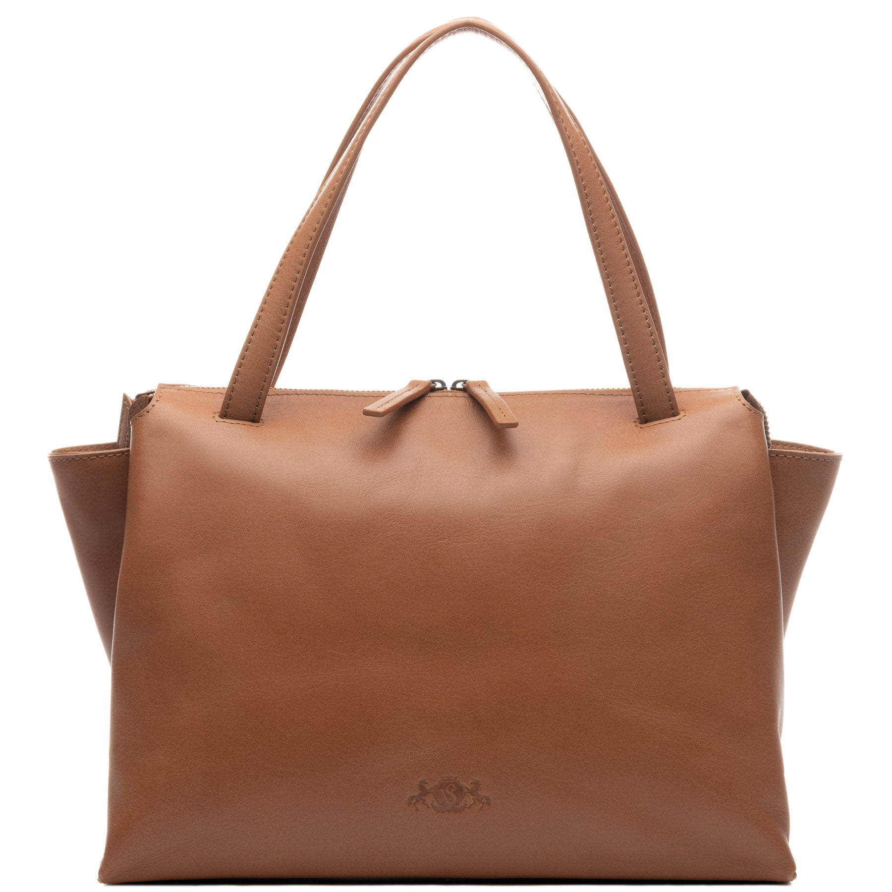 SID & VAIN Handtasche Leder ATLANTA hellbraun schwarz 38911