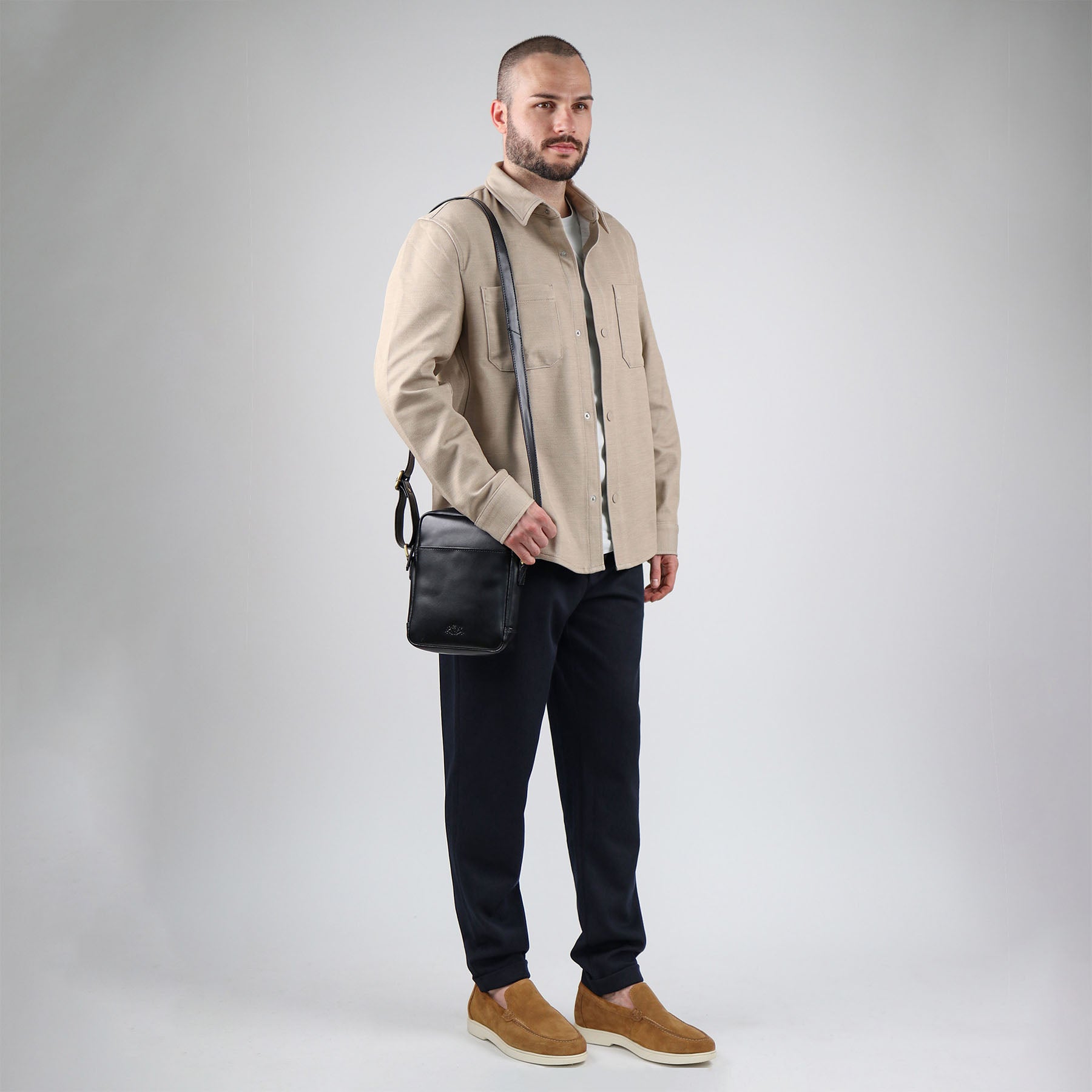 SID & VAIN Umhängetasche Leder DUBLIN braun oder schwarz 39382