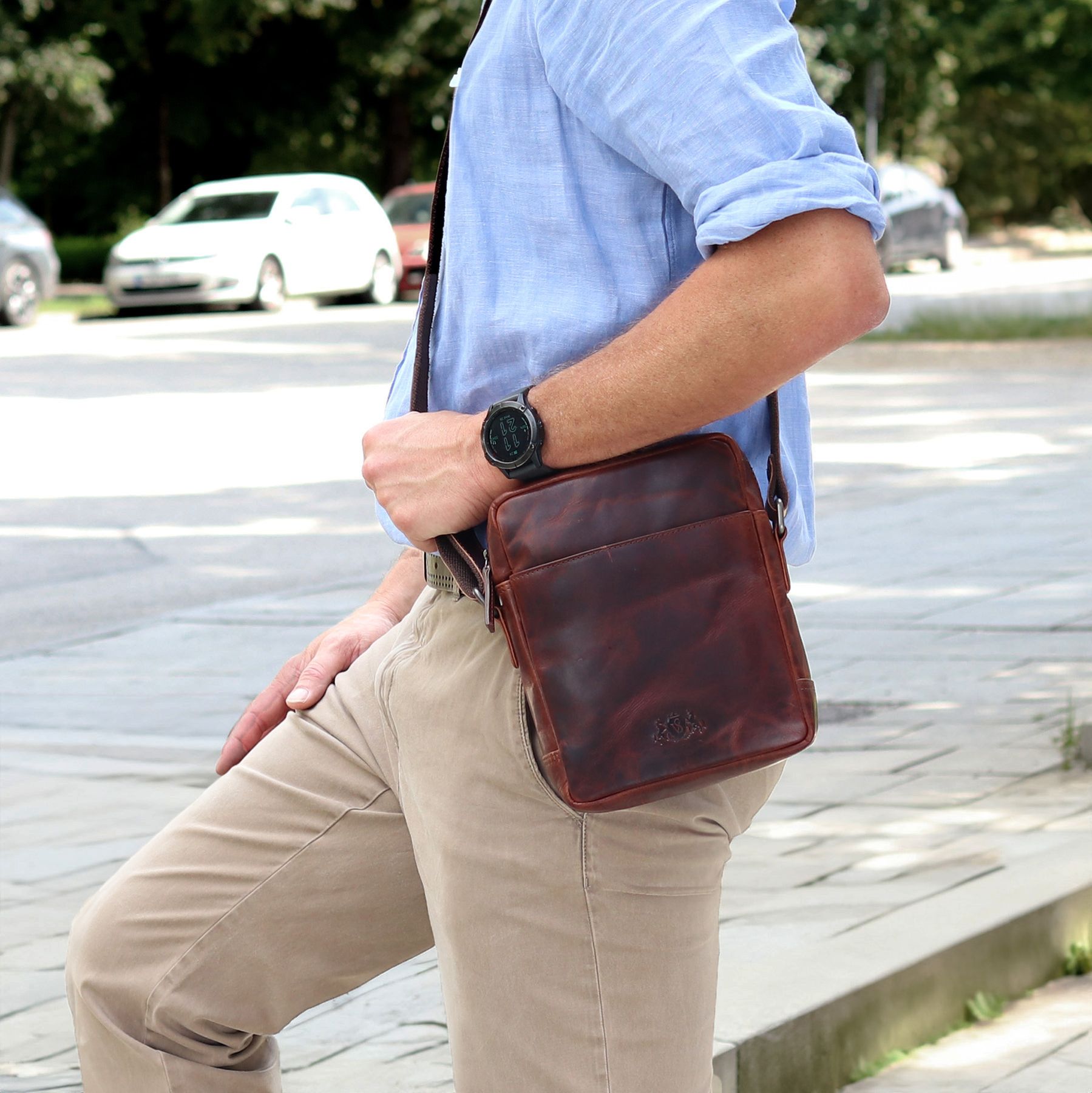 SID & VAIN Umhängetasche Leder DUBLIN braun oder schwarz 45969