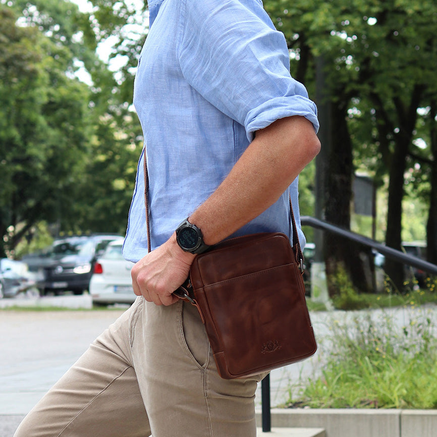 SID & VAIN Umhängetasche Leder DUBLIN braun oder schwarz 47422