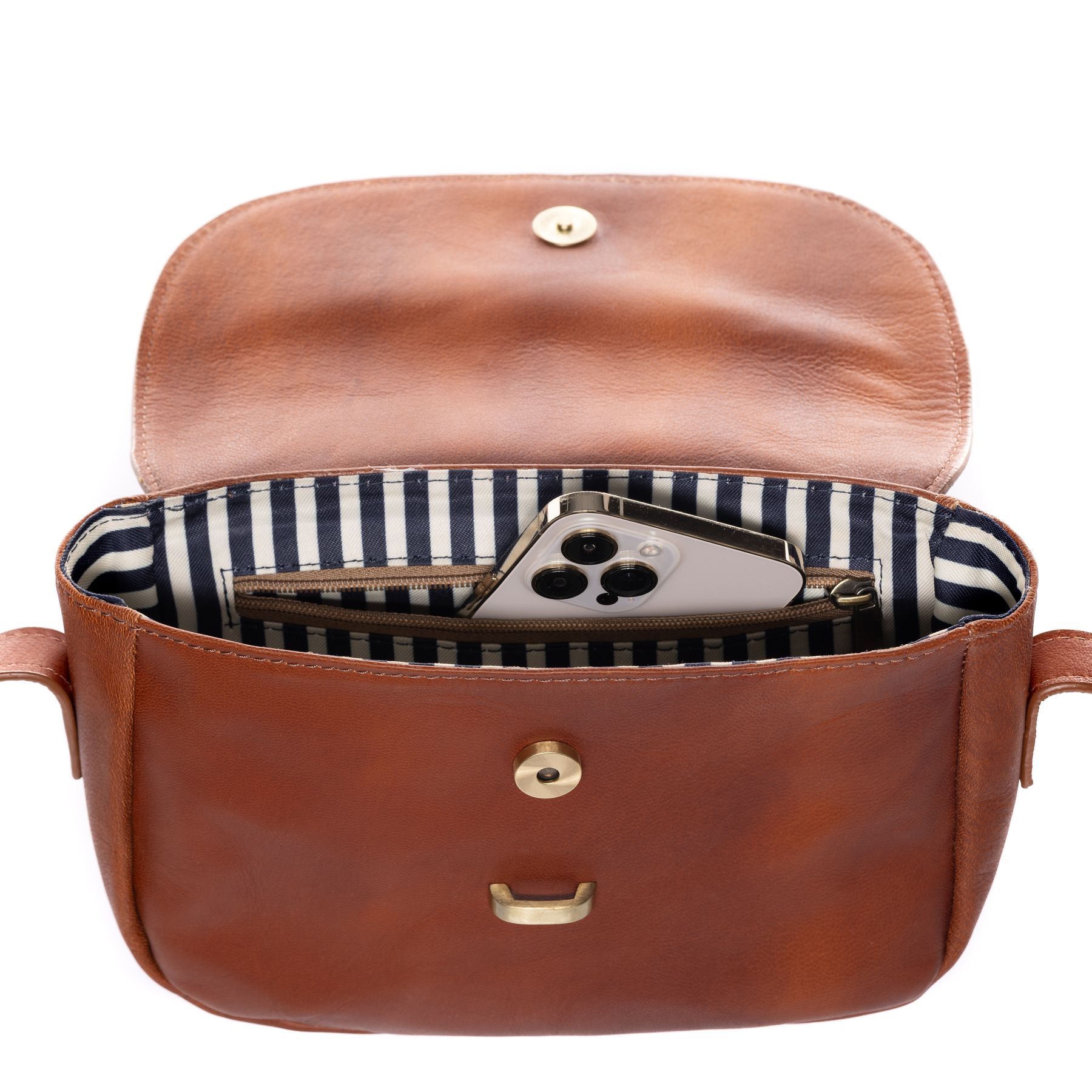 SID & VAIN Schultertasche Leder & Umhängetasche Leder klein ELLIE chestnut 42012