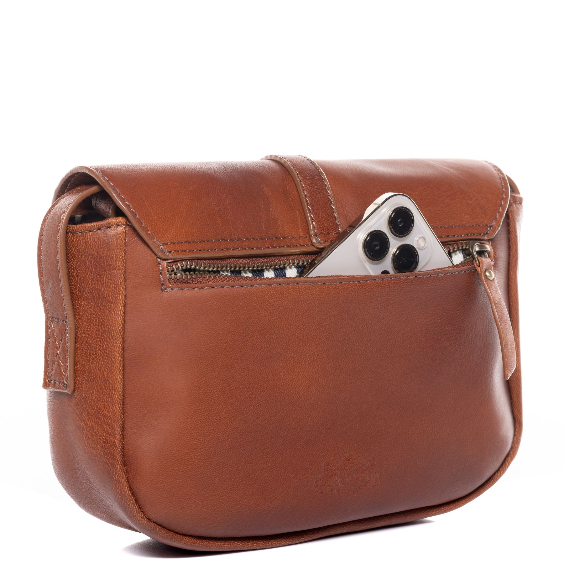 SID & VAIN Schultertasche Leder & Umhängetasche Leder klein ELLIE chestnut 42016