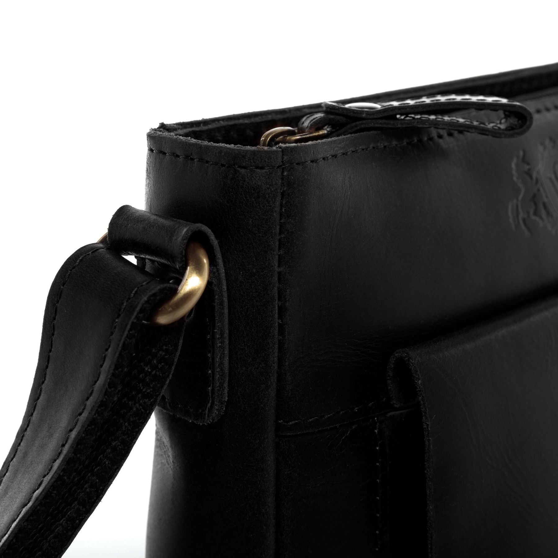 SID & VAIN Schultertasche Leder & Umhängetasche Leder klein YALE schwarz 22567