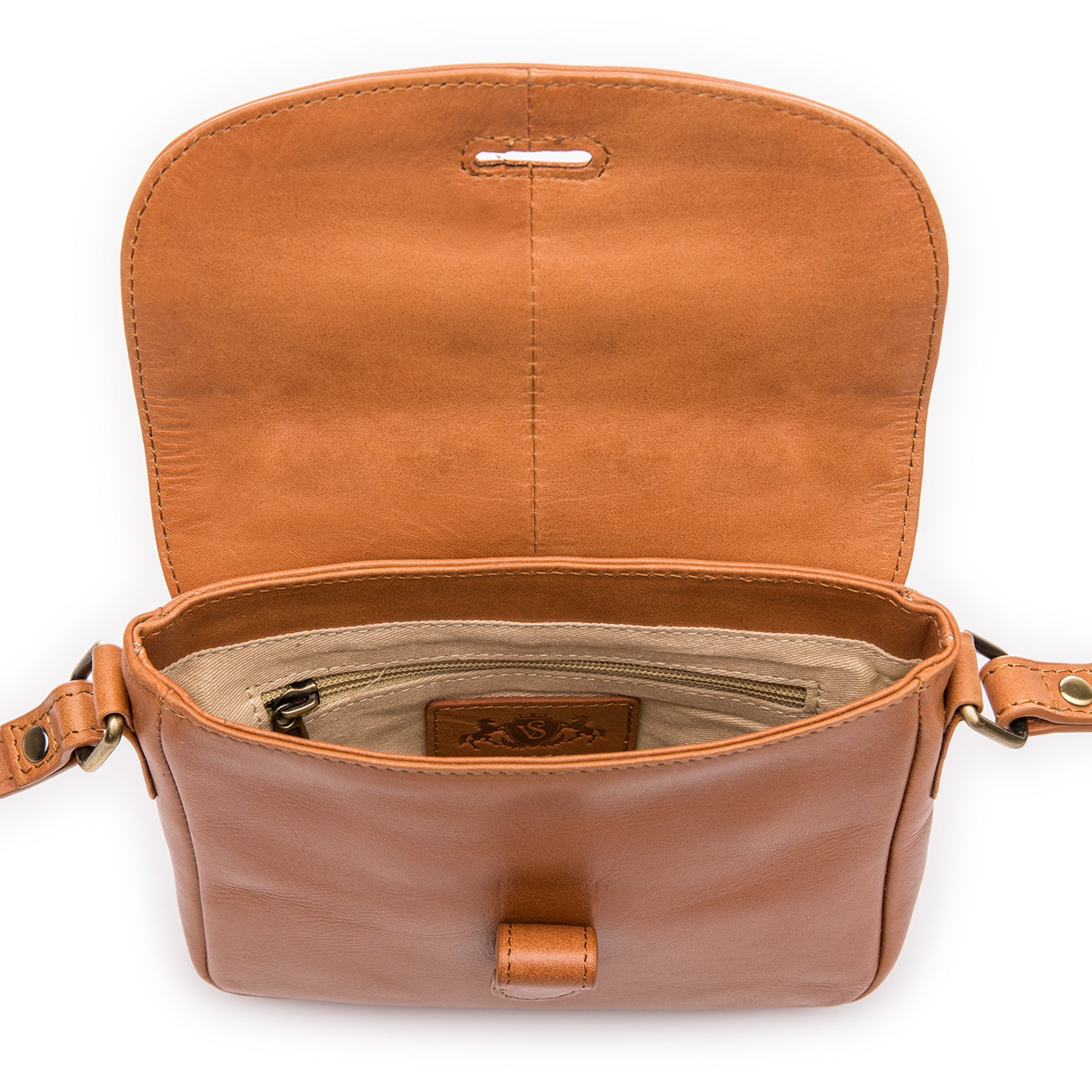 SID & VAIN Schultertasche Leder & Umhängetasche Leder klein IVY light-tan 39044