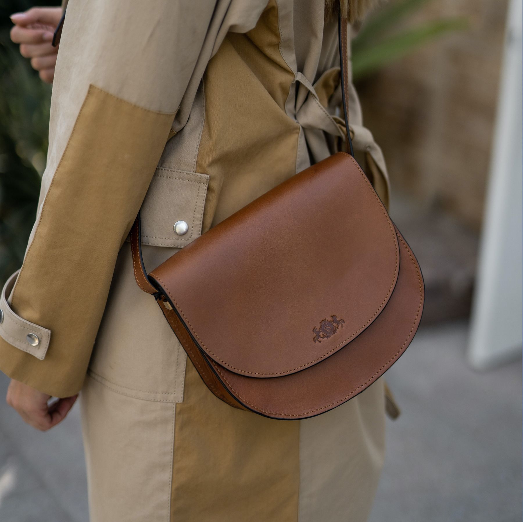 SID & VAIN Schultertasche Leder & Umhängetasche Leder TRISH tan-cognac 22733