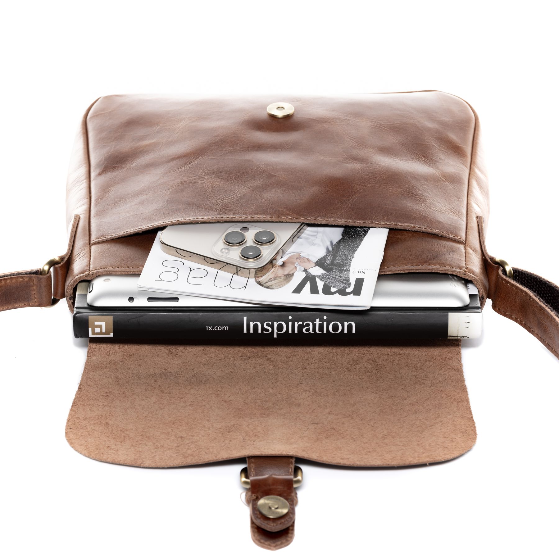 SID & VAIN Schultertasche Leder & Umhängetasche Leder YALE light-brown 36678