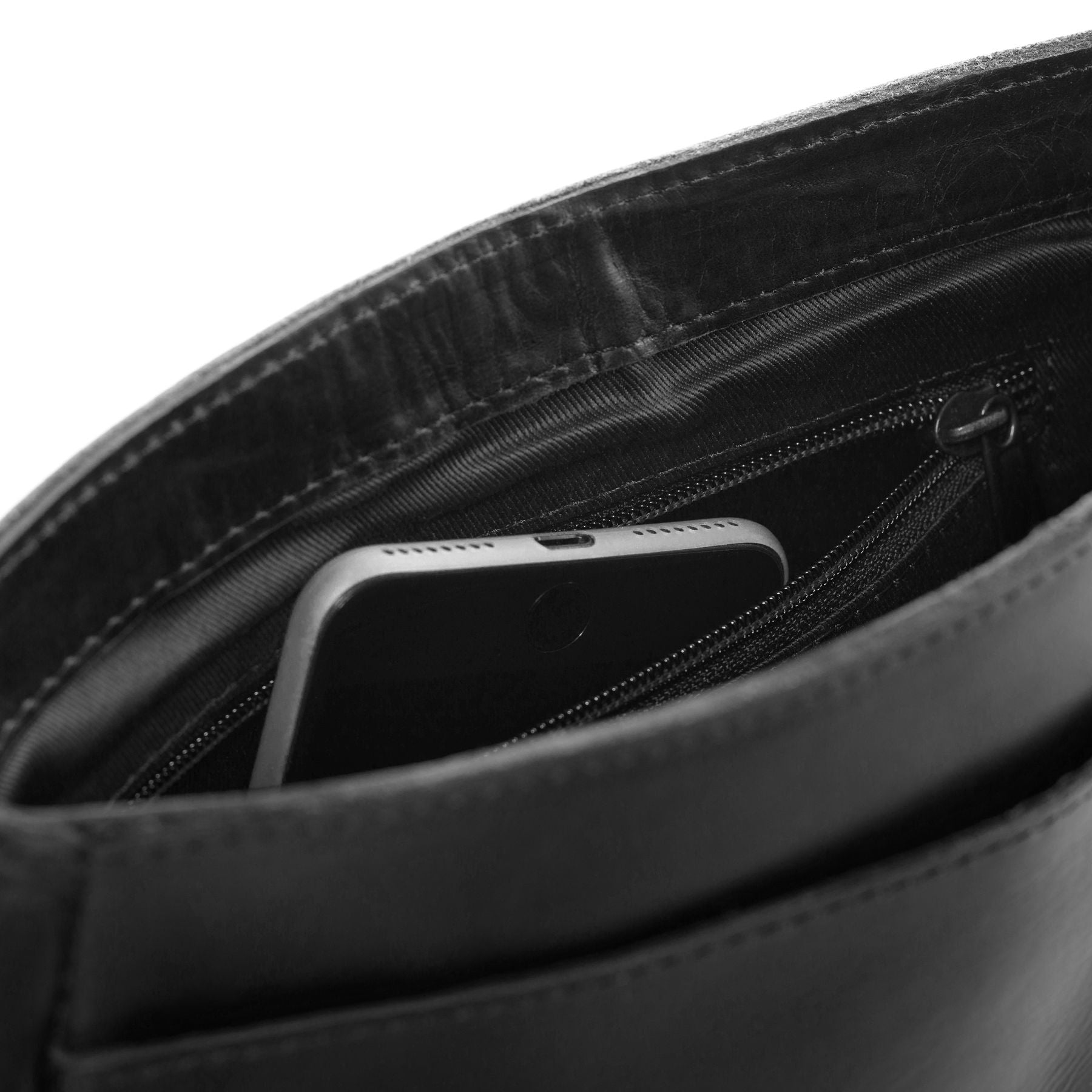 SID & VAIN Schultertasche Leder & Umhängetasche Leder YALE schwarz 25586