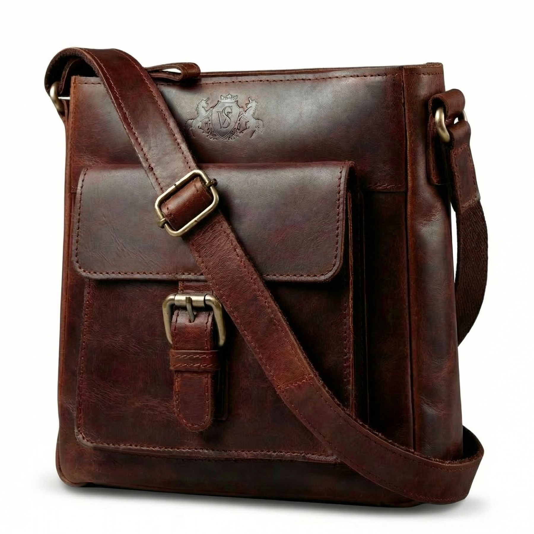SID & VAIN Umhängetasche Leder klein YALE braun-cognac 13825