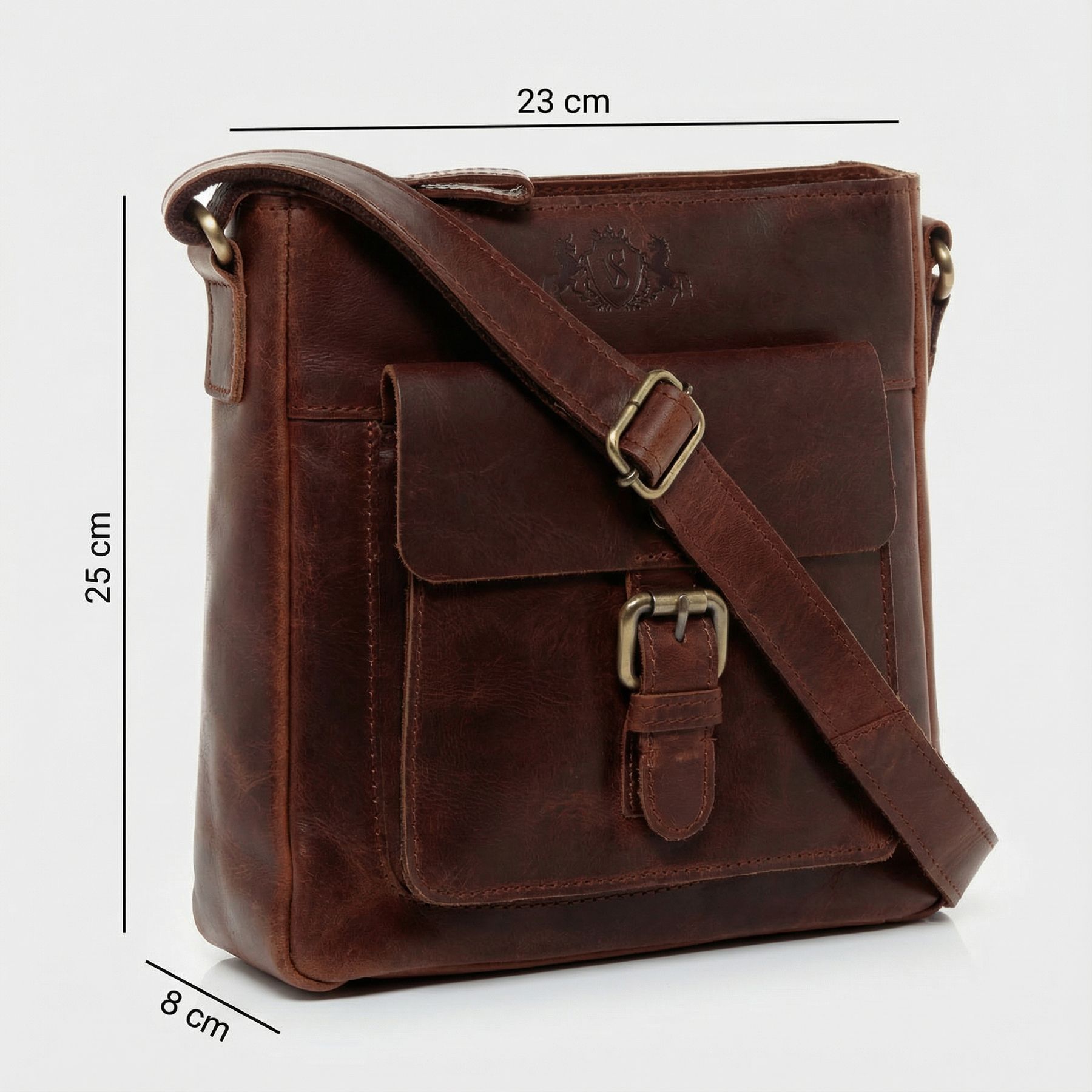 SID & VAIN Umhängetasche Leder klein YALE braun-cognac 13825