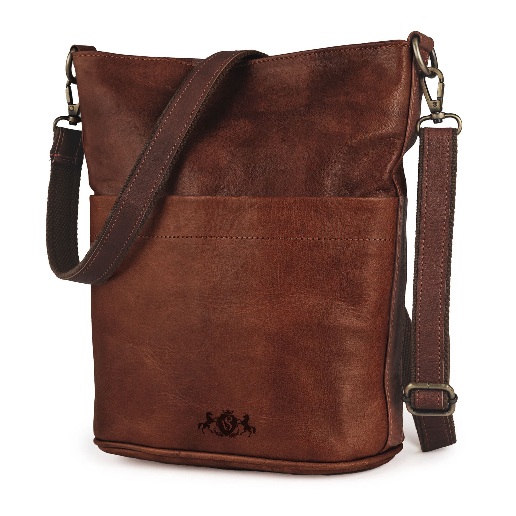 Sac bandoulière en cuir marron ARIA