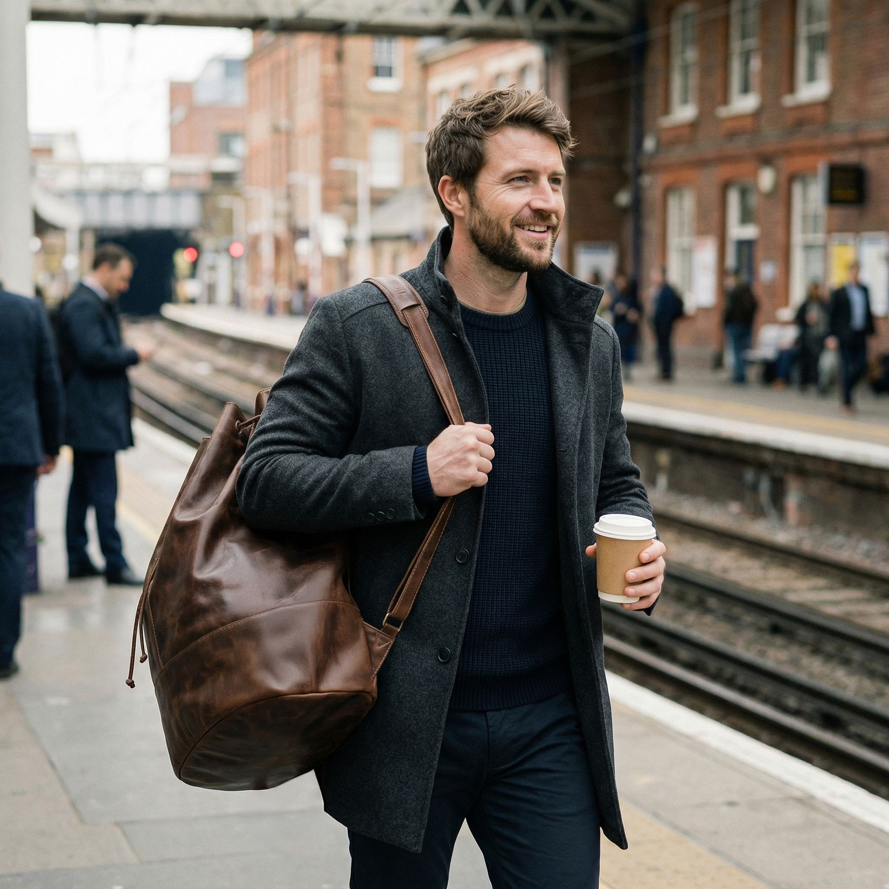 Duffle bag brown leather HEATHROW Backpack large travel bag