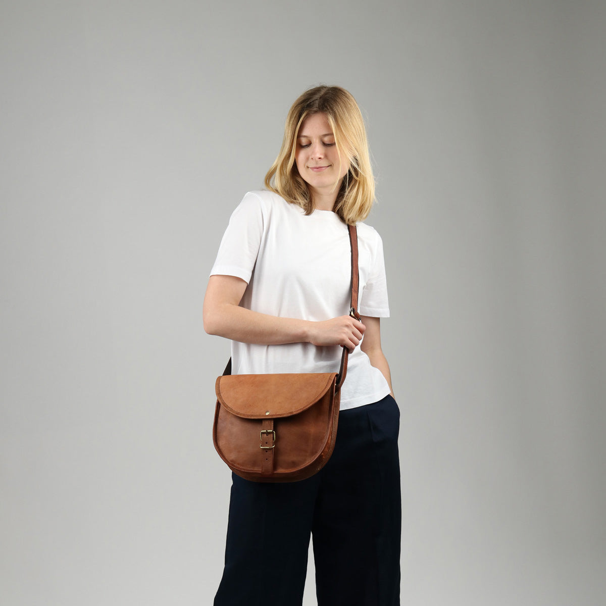 SID & VAIN Umhängetasche Leder AUBREY braun Schultertasche 45460