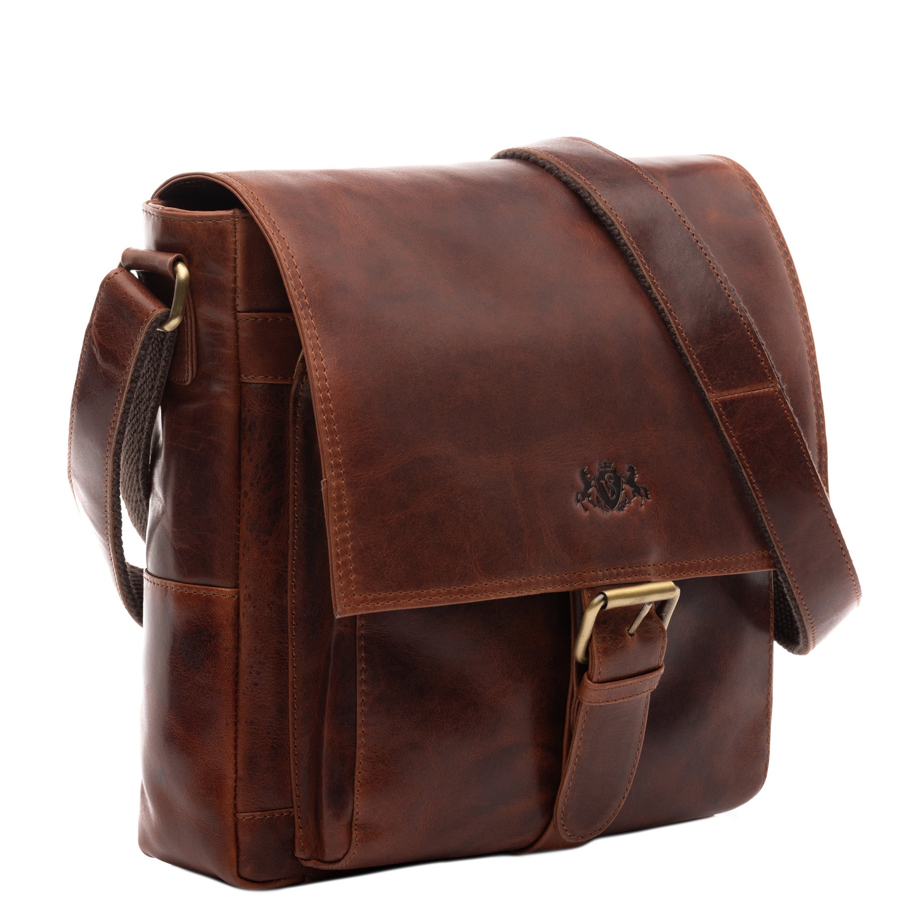 SID & VAIN Messenger Bag Leder NICO braun tan Kuriertasche 45655