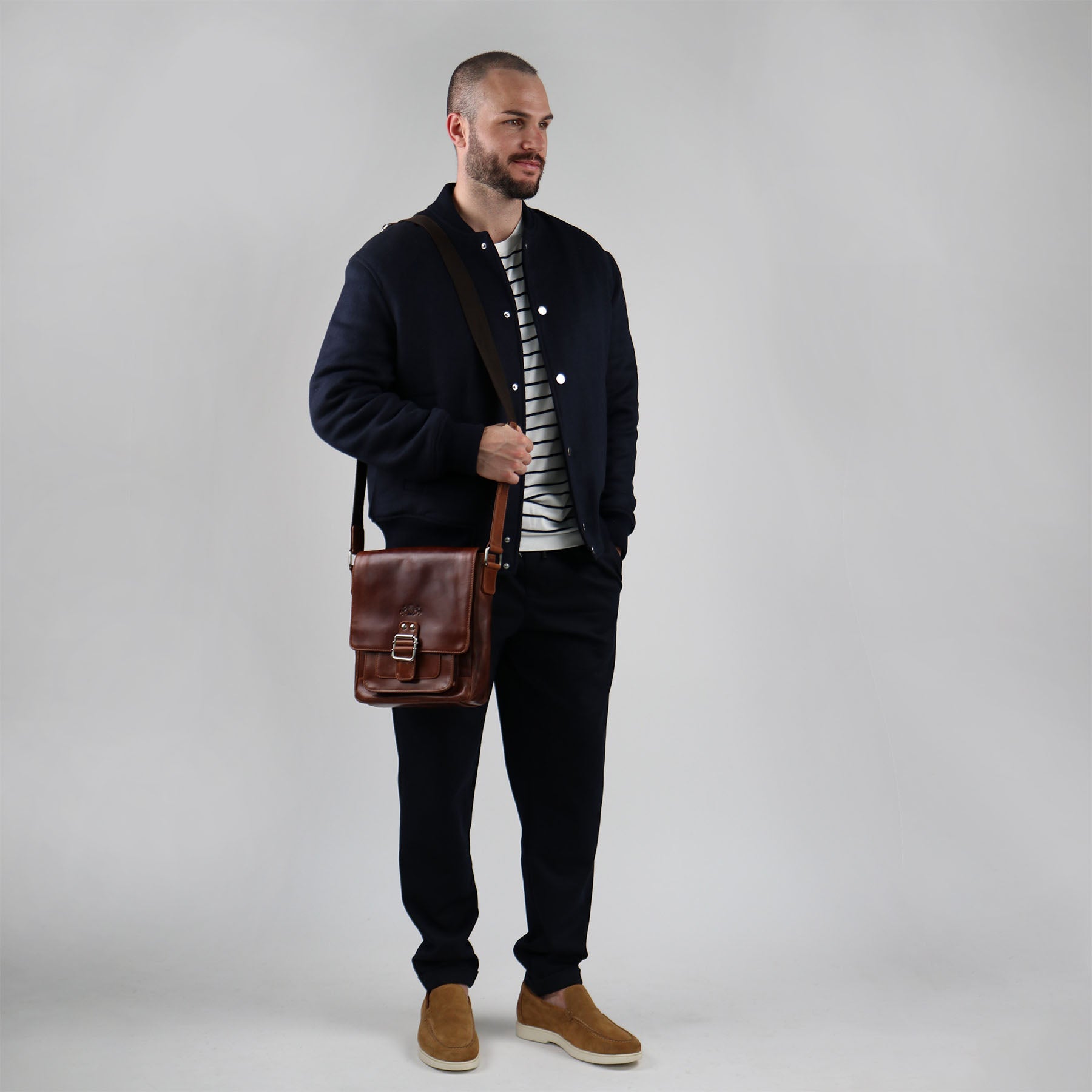 SID & VAIN Messenger Bag Leder Postbag STOKED braun-cognac 39383